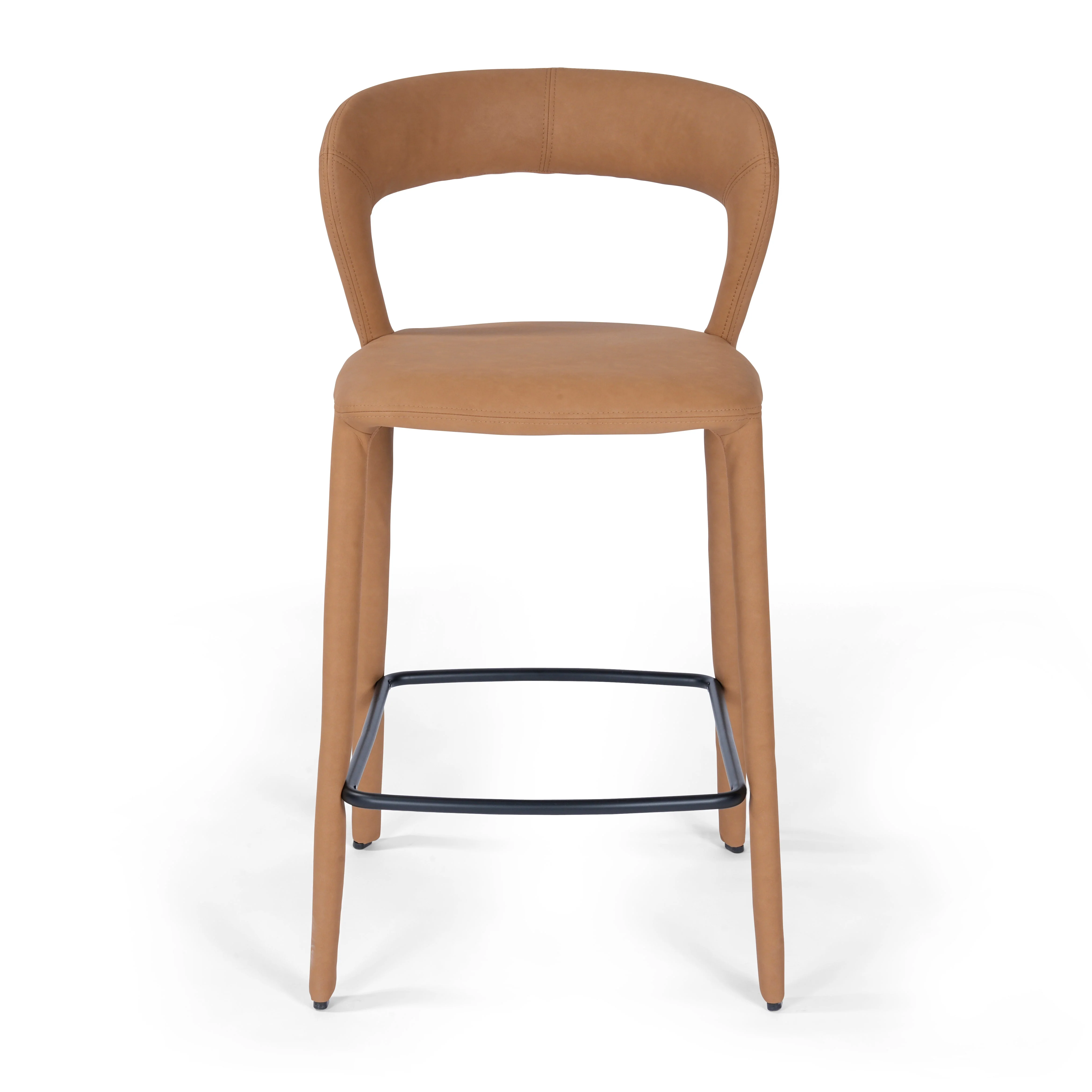 Hudson Kitchen Counter Chair Butterscotch Leather look Upholstery - Image 3