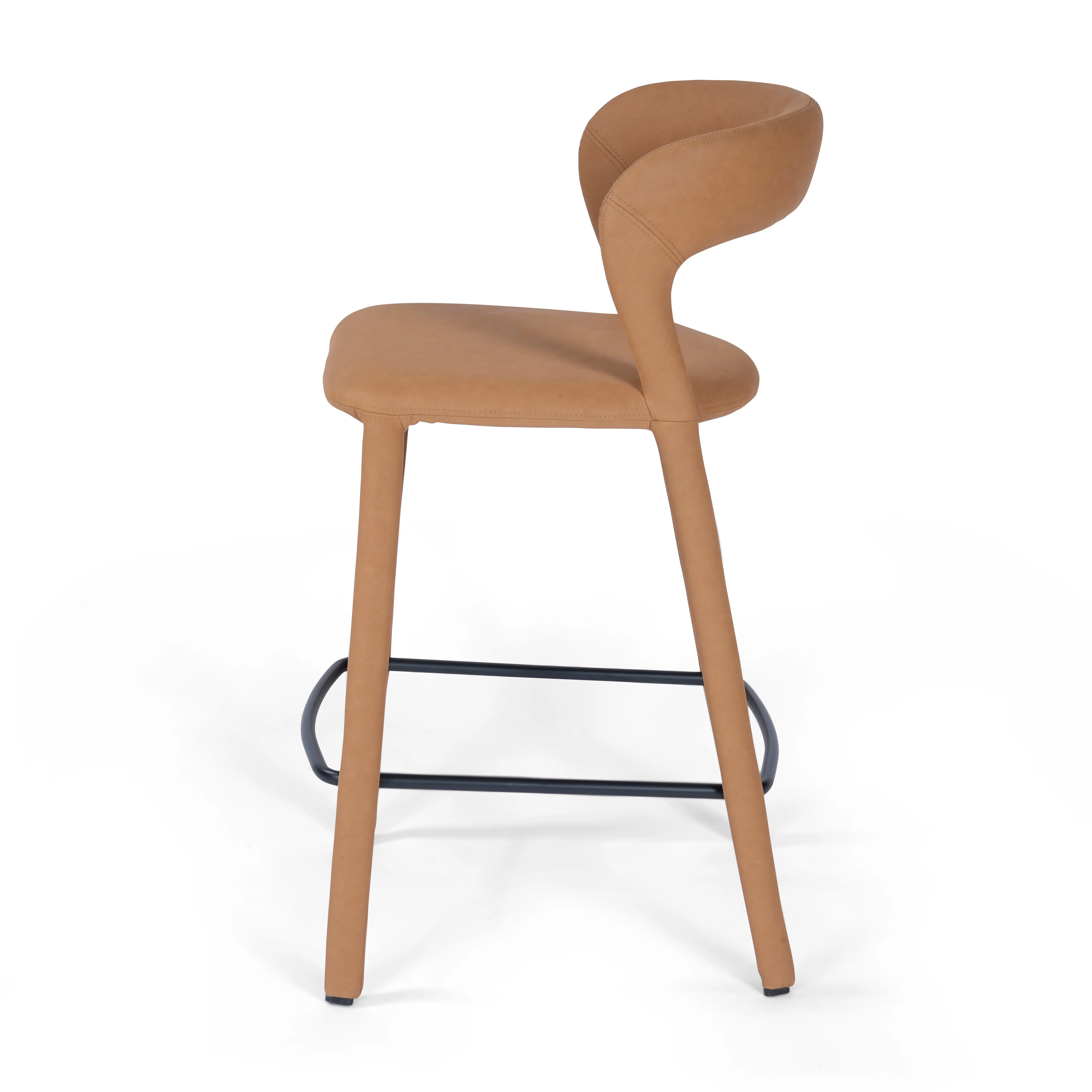Hudson Kitchen Counter Chair Butterscotch Leather look Upholstery - Image 4