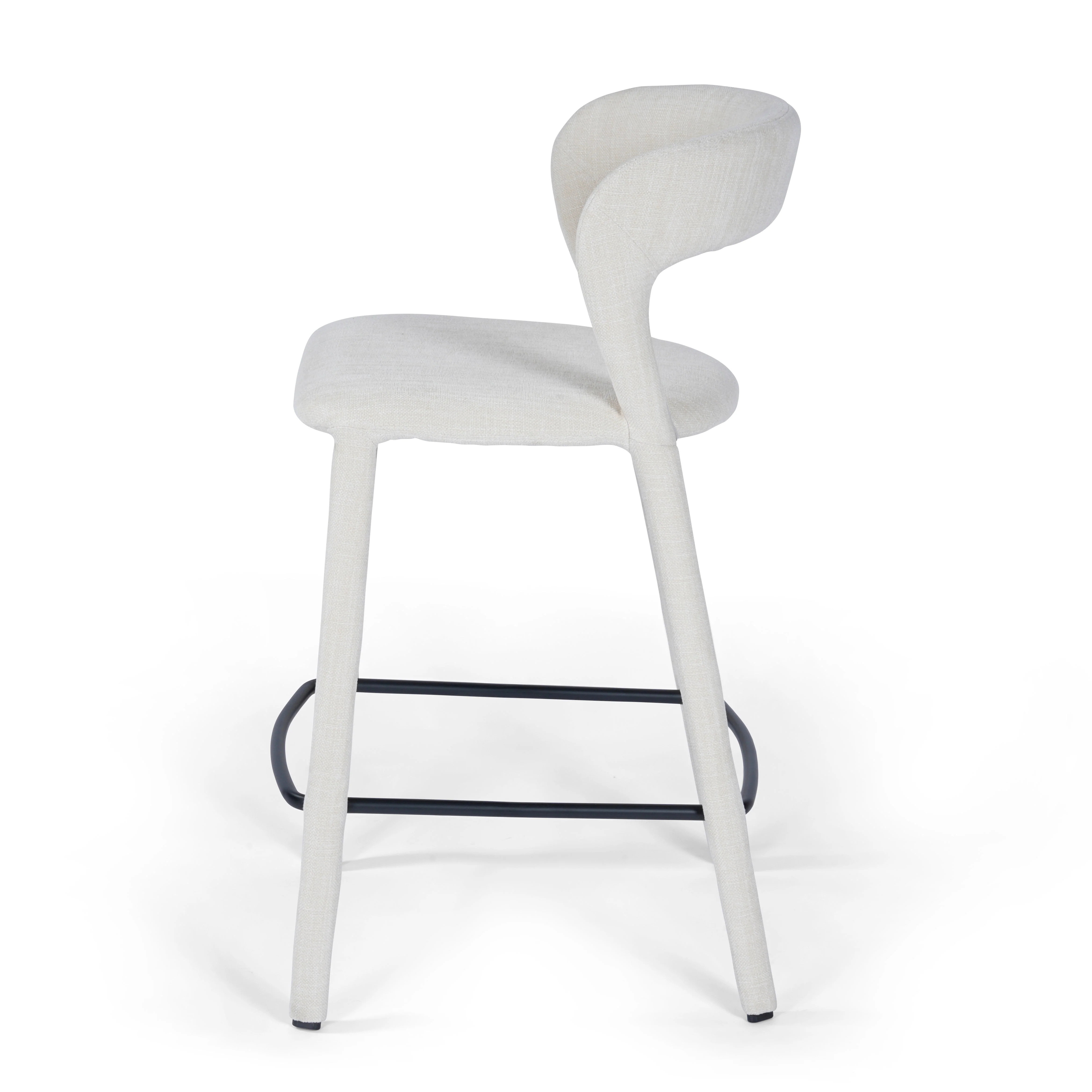 Hudson Kitchen Counter Chair Vanilla Fabric Upholstery - Image 3