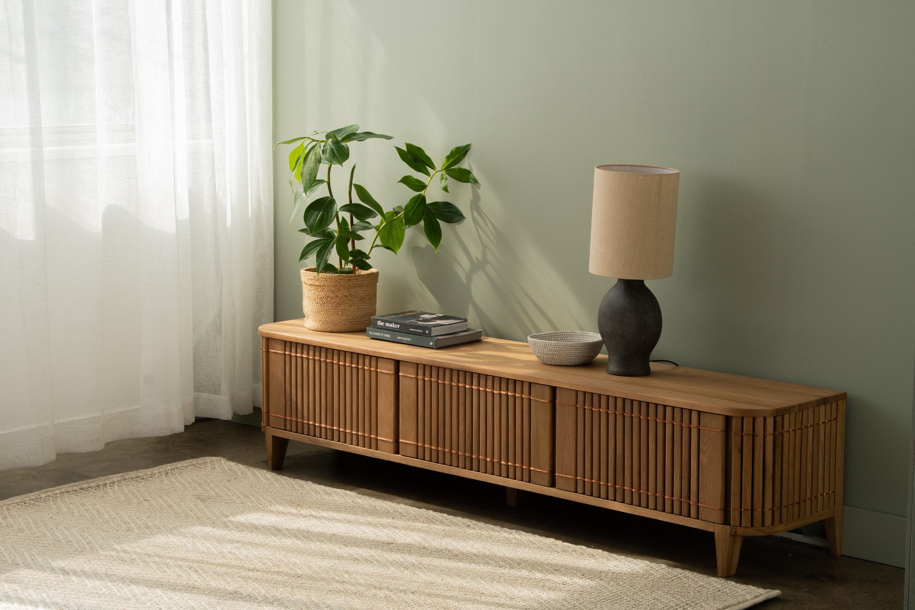 Koppar Large Media Cabinet with 3 Doors - European Oak - Image 7