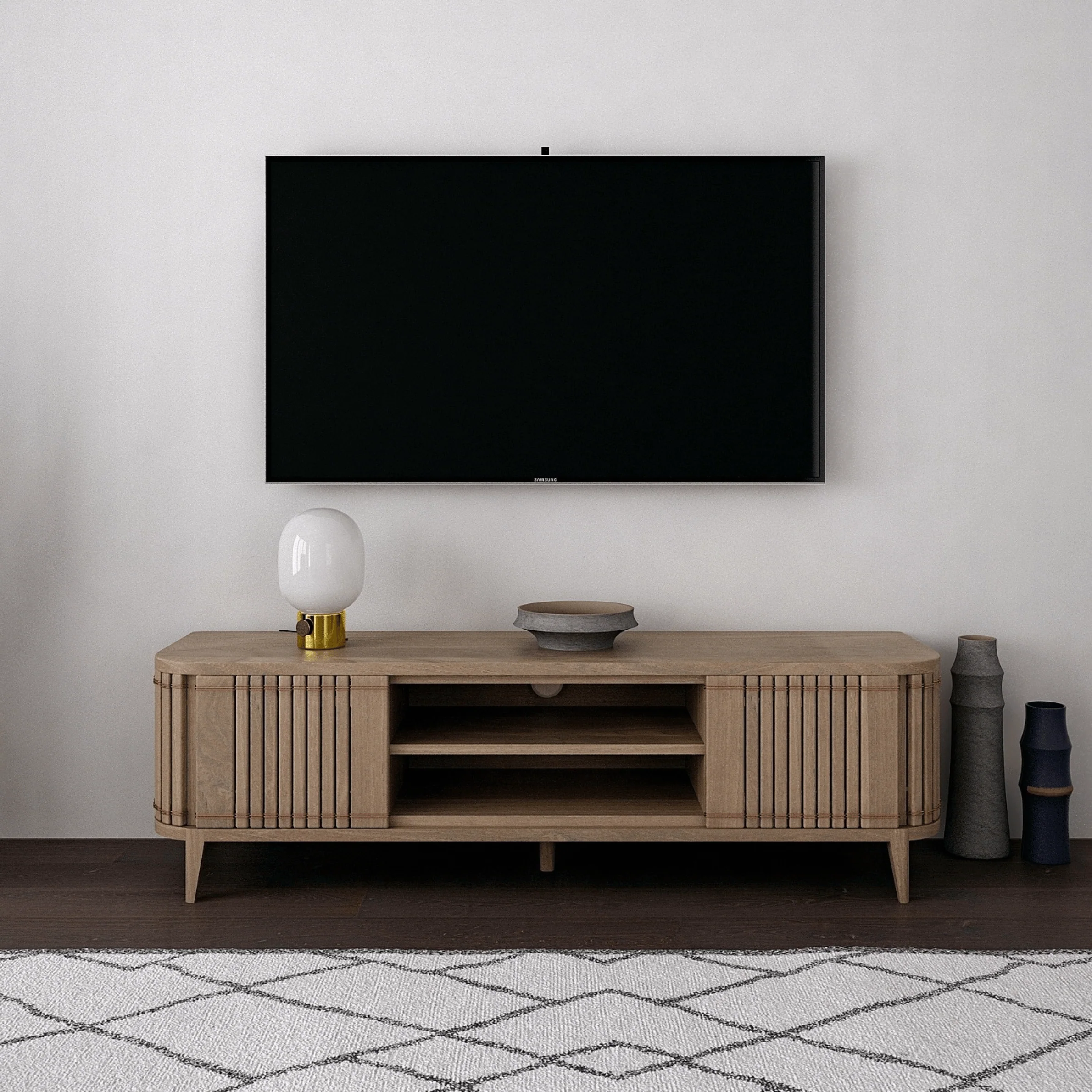 Koppar Media Cabinet with 2 Doors - European Oak - Image 8