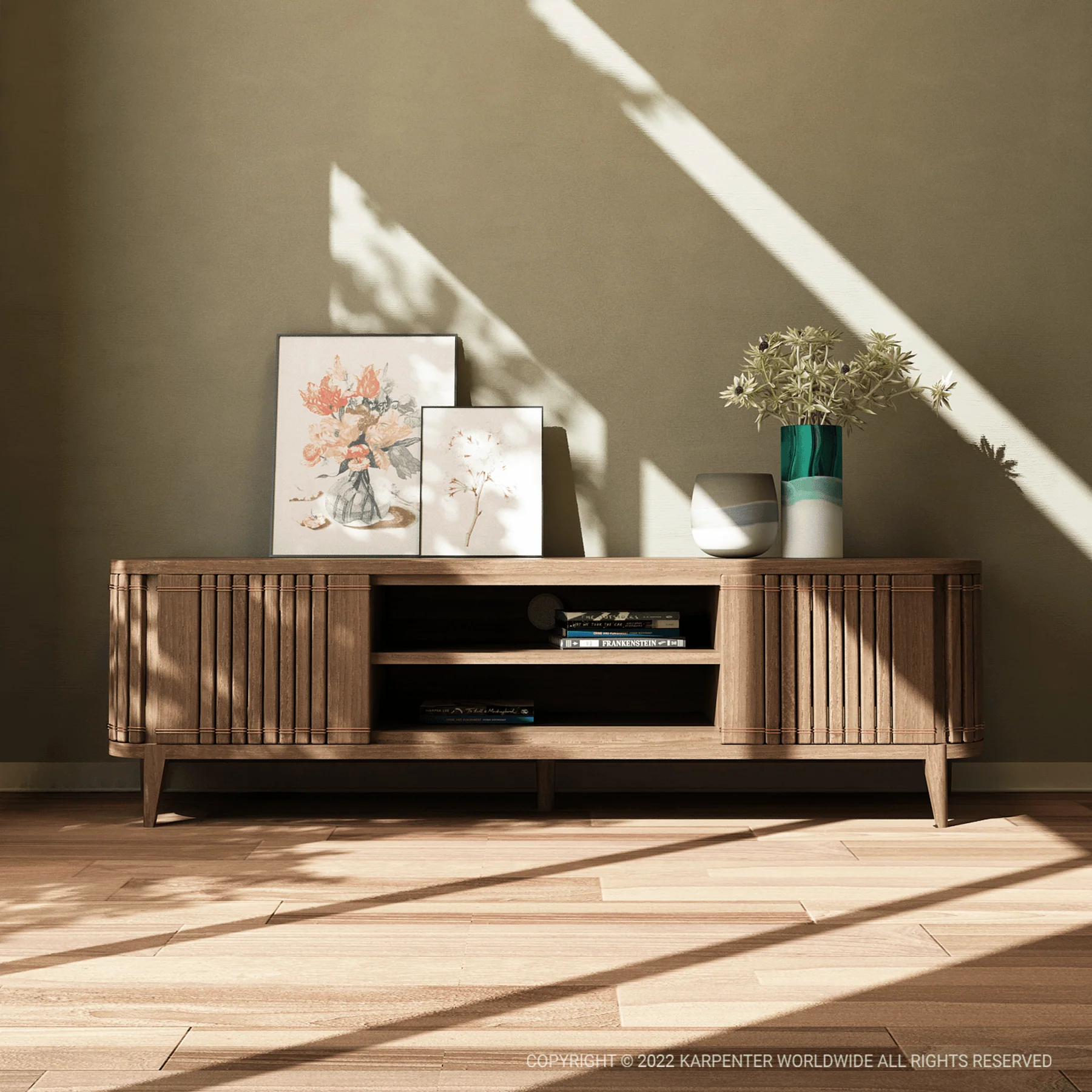 Koppar Media Cabinet with 2 Doors - European Oak - Image 9