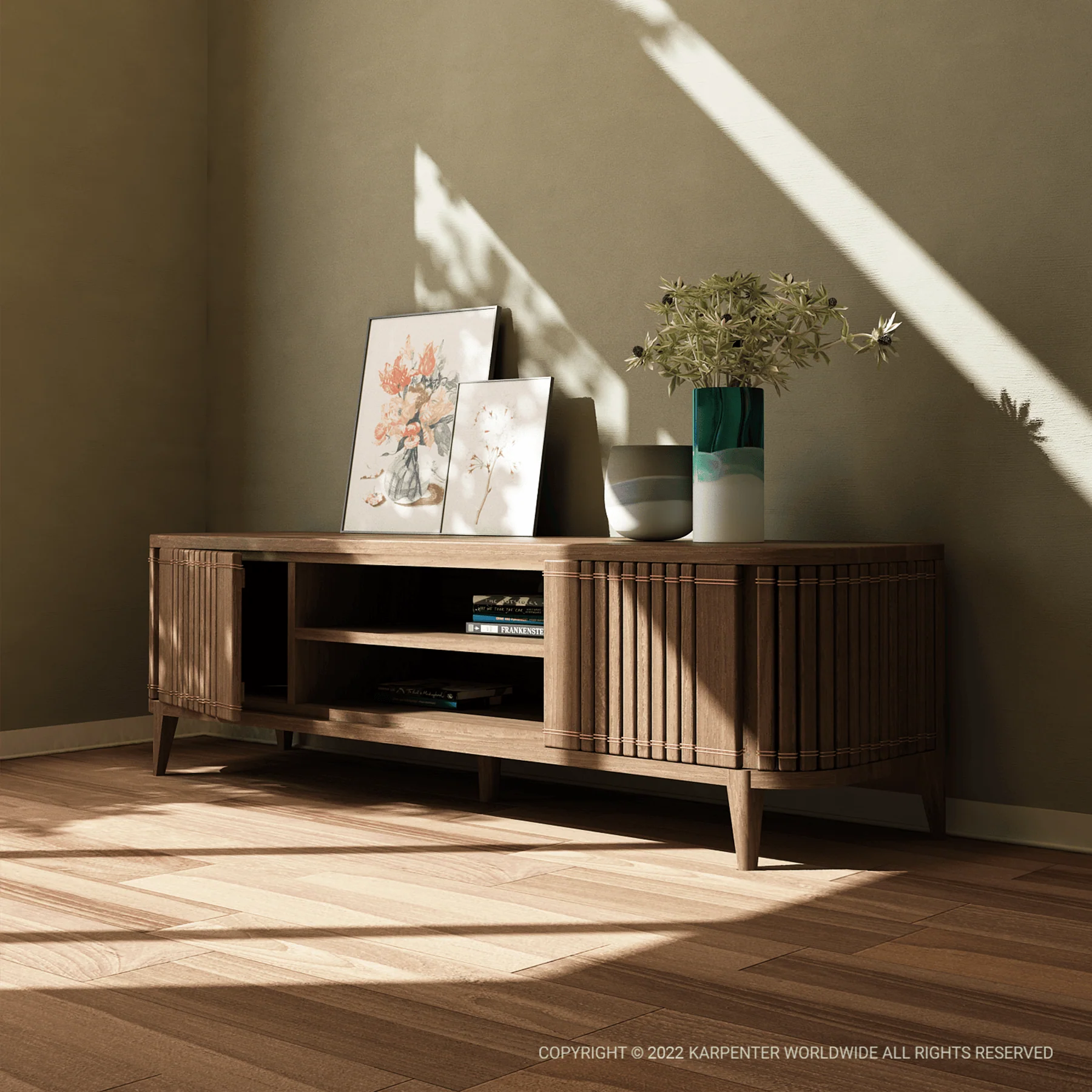 Koppar Media Cabinet with 2 Doors - FSC Recycled Teak - Image 9