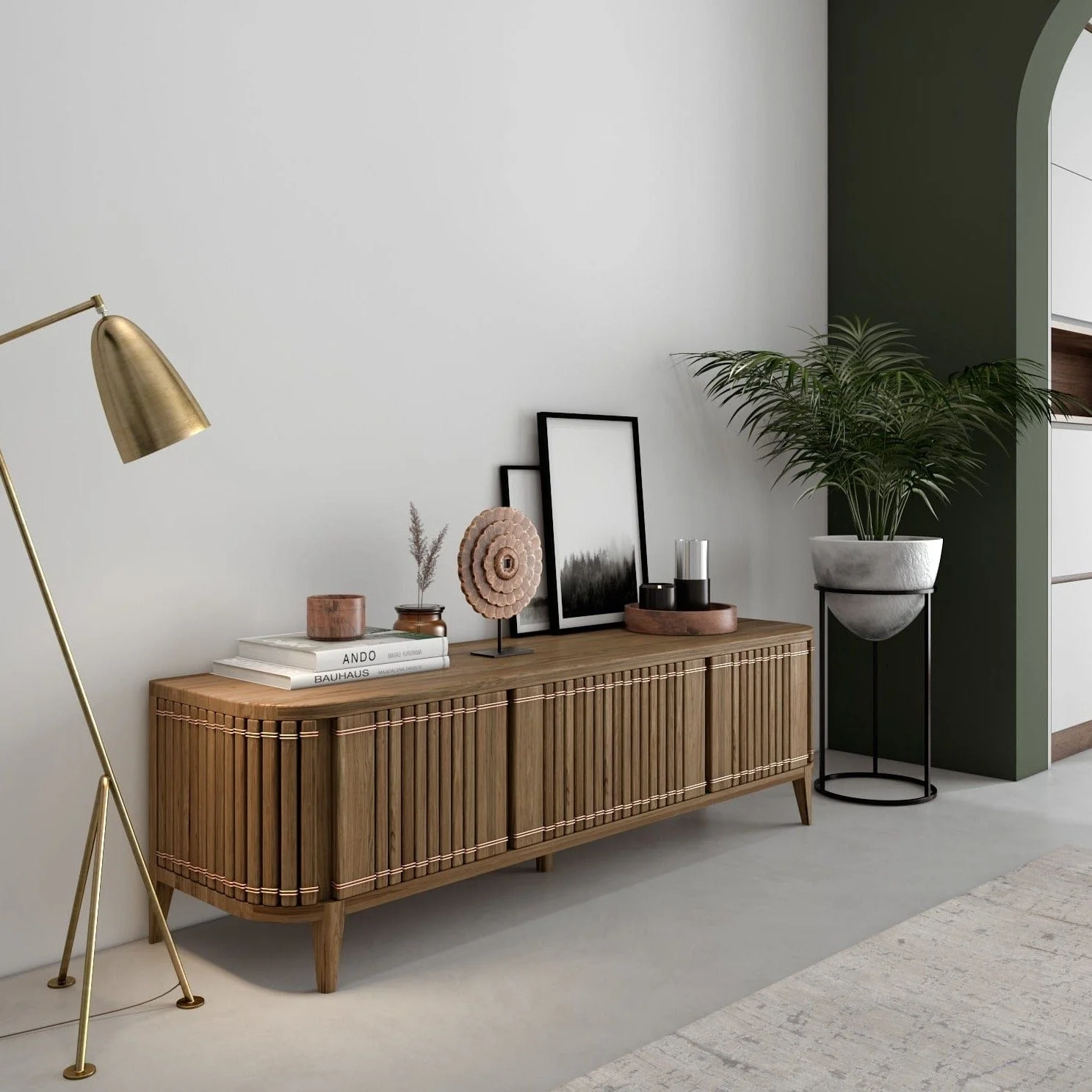 Koppar Media Cabinet with 3 Doors - European Oak - Image 10