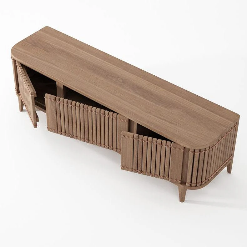 Koppar Media Cabinet with 3 Doors - FSC Recycled Teak - Image 3