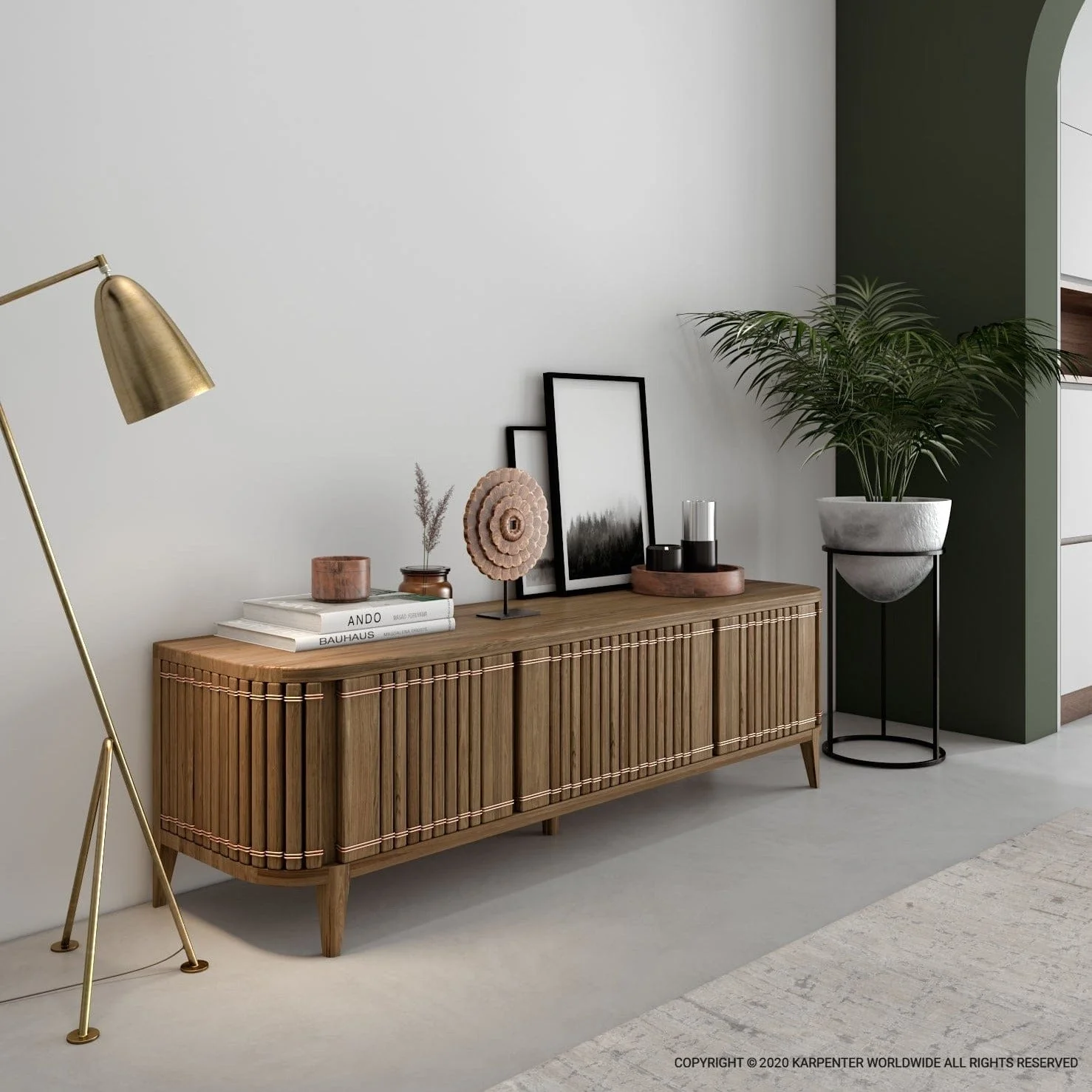 Koppar Media Cabinet with 3 Doors - FSC Recycled Teak - Image 9