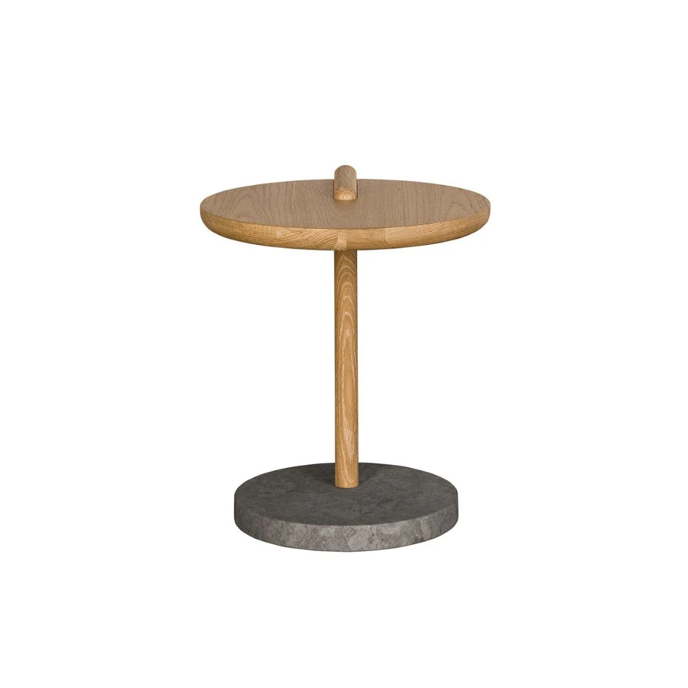 Leo Side Table - Natural - Grey Marble