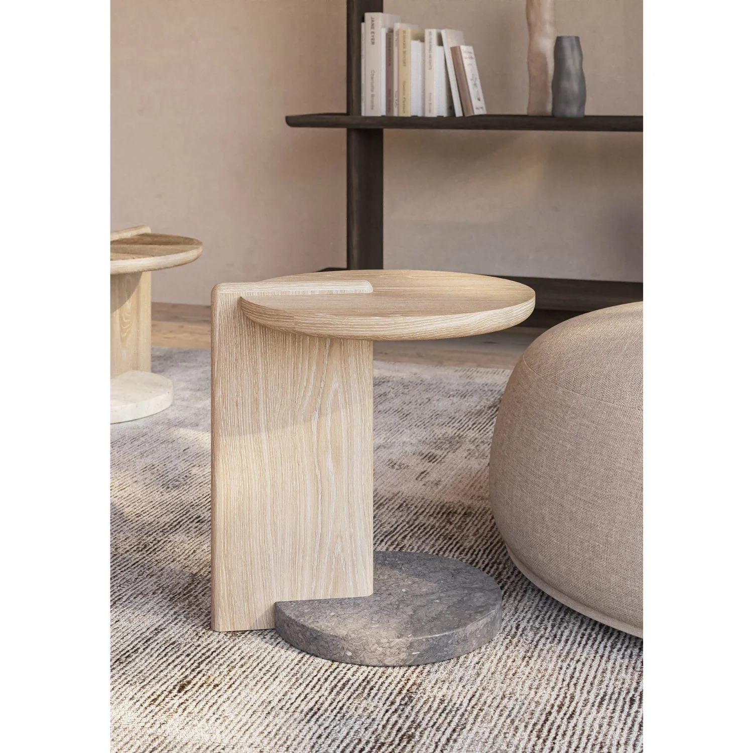 Leo Side Table - Natural - Grey Marble - Image 7