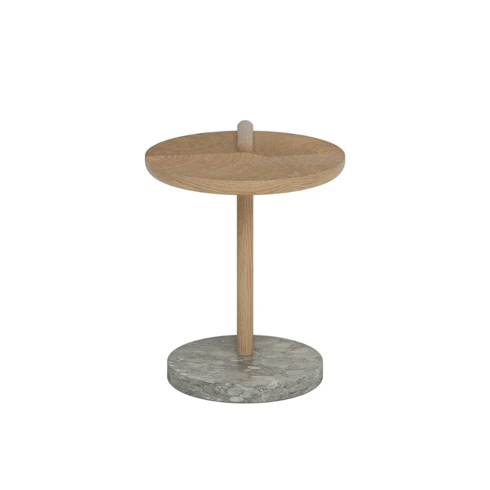 Leo Side table - Oak End Grain - Grey Marble