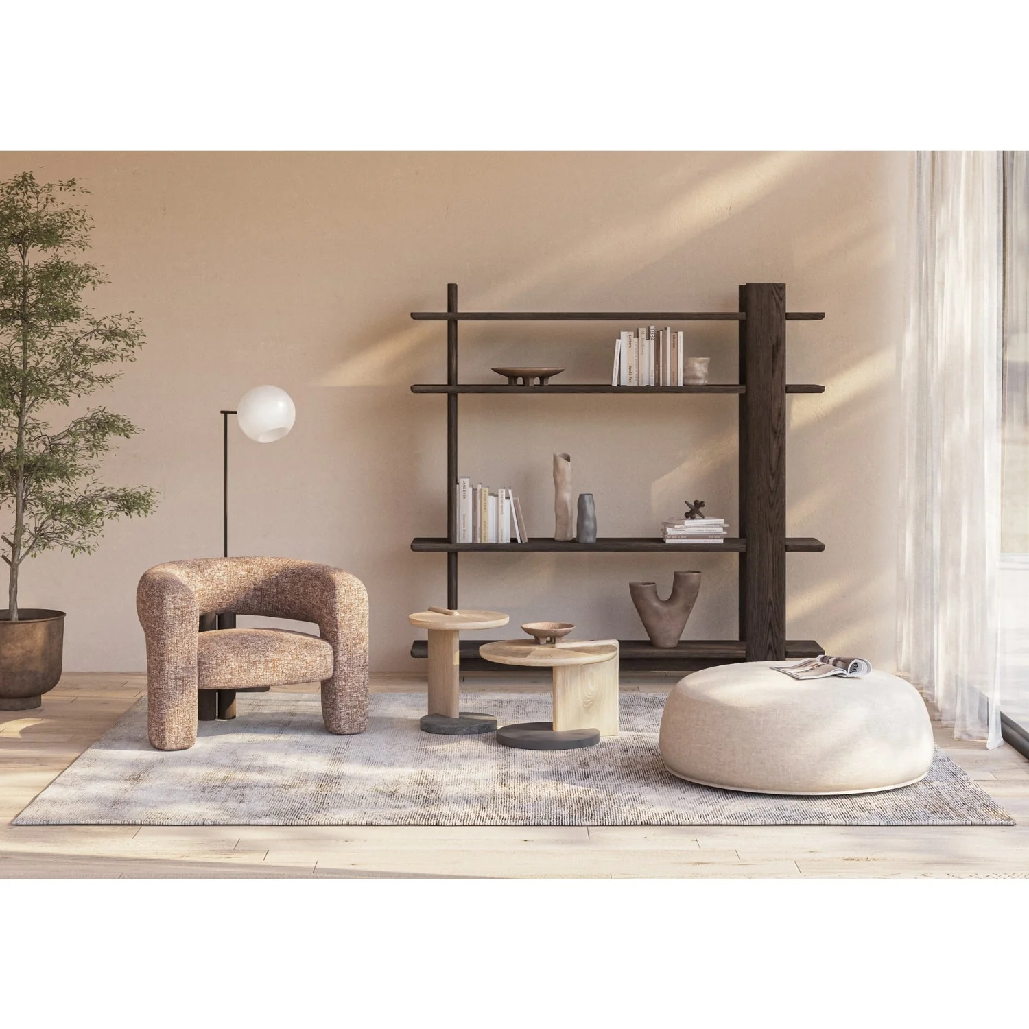 Leo Side table - Oak End Grain - Grey Marble - Image 6