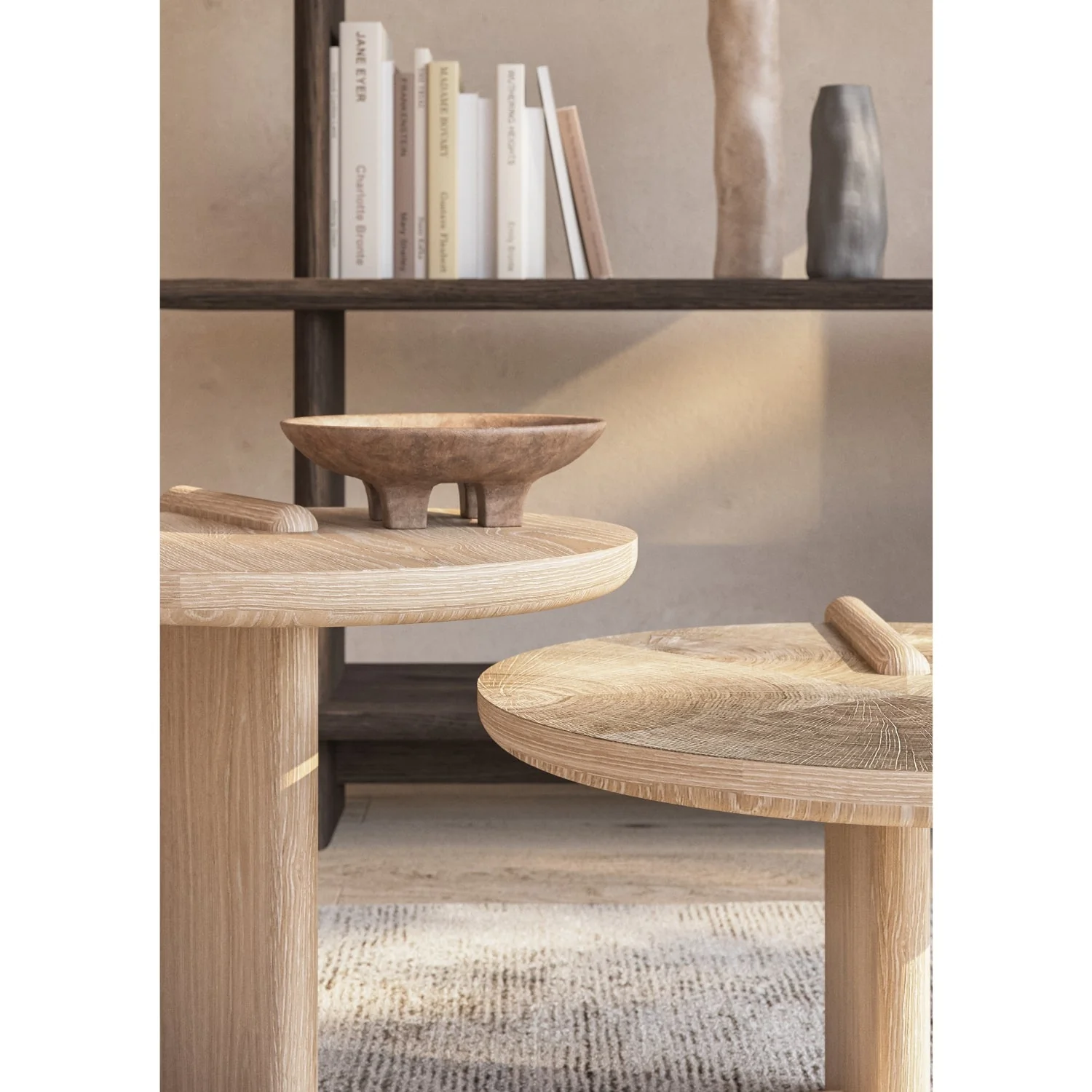 Leo Small Coffee Table - Natural - Grey Marble - Image 2
