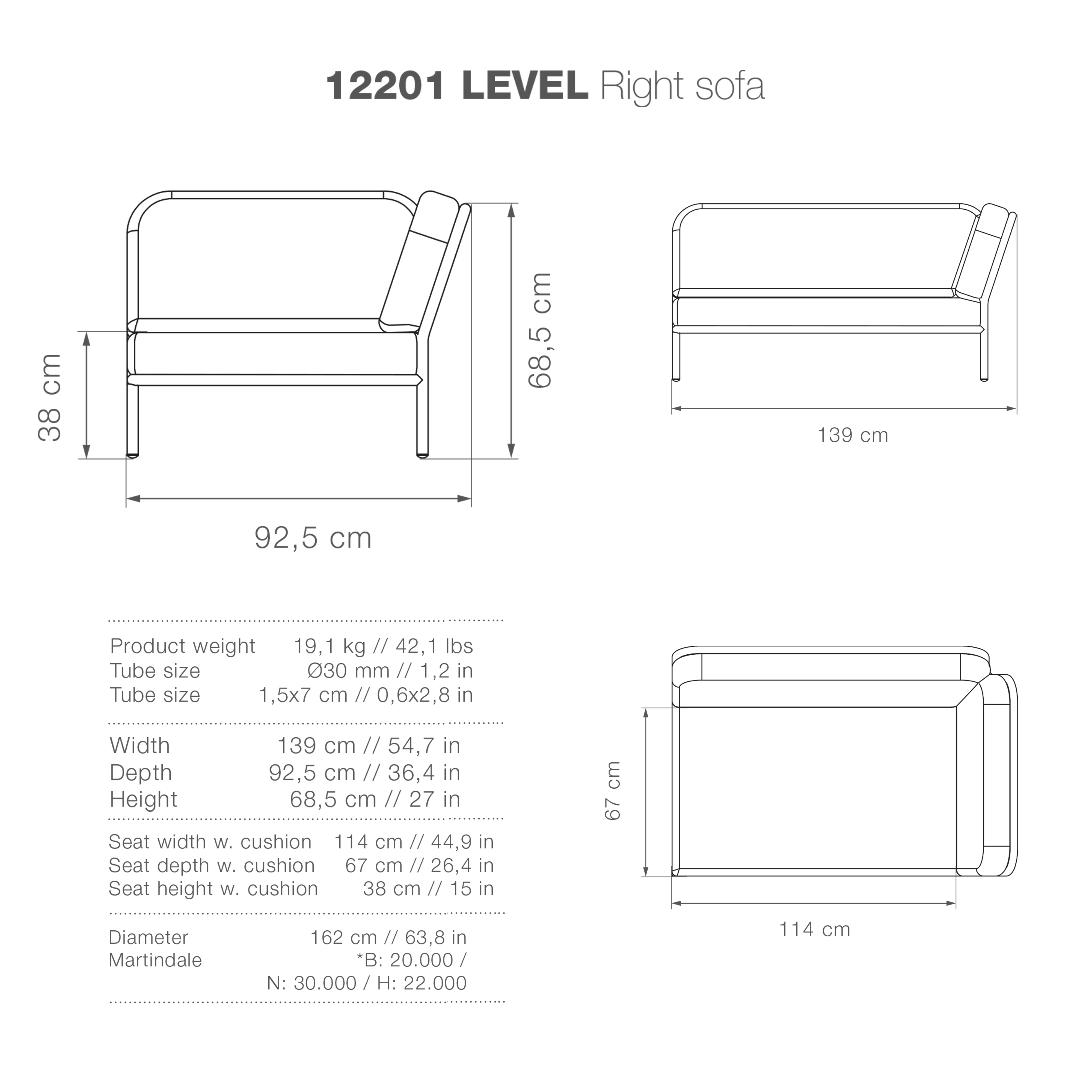 Level Lounge Sofa - Dark Grey Cushions - Image 2