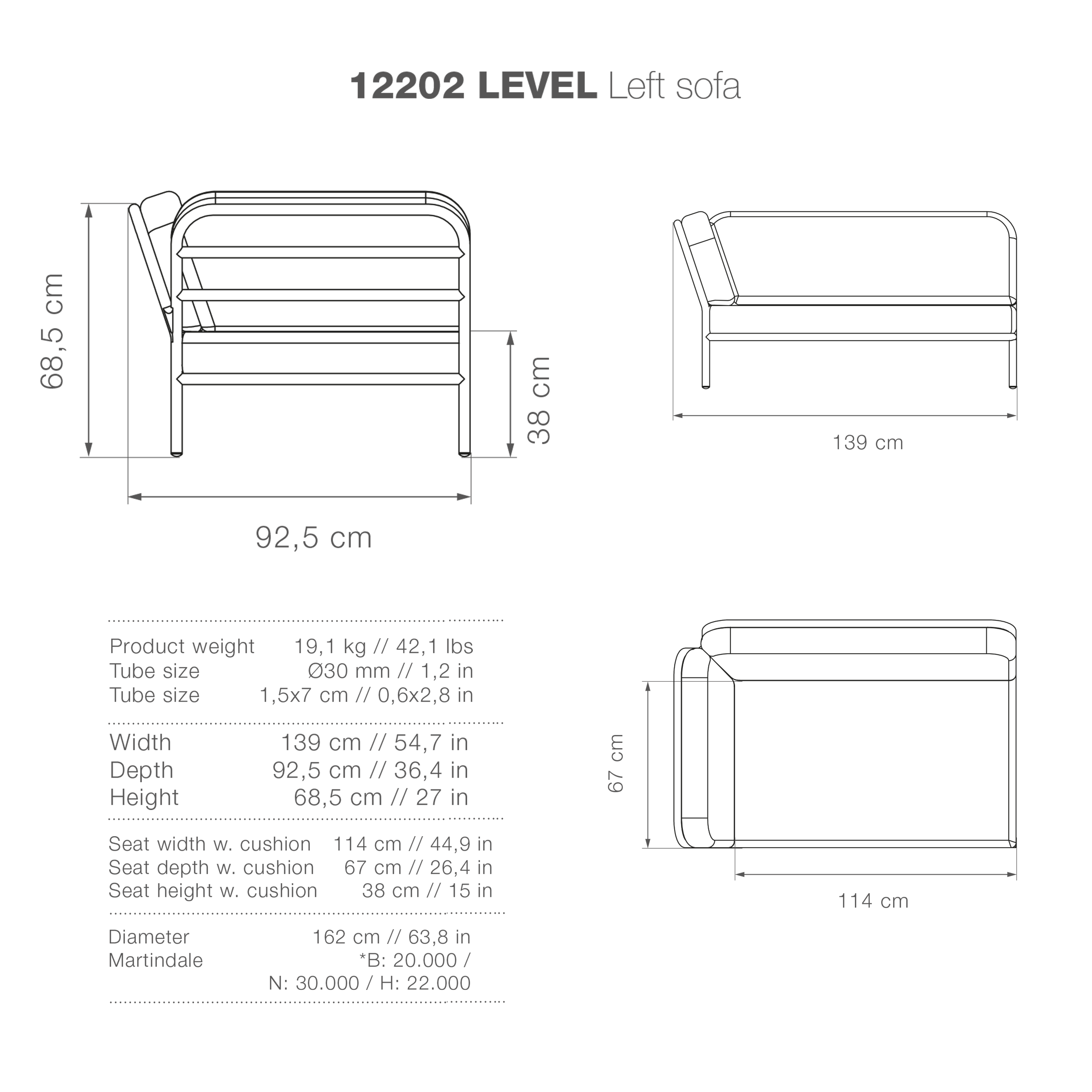 Level Lounge Sofa - Sooty Grey Cushions - Image 2