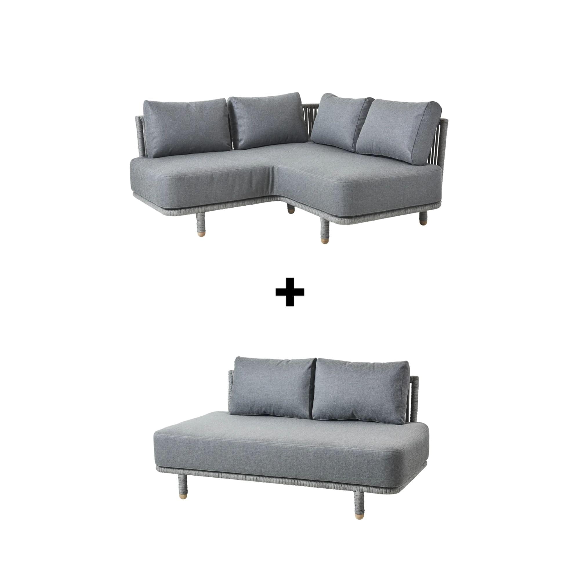 Moments 2 Seater Sofa Set with Corner Sofa incl. Cushions - Grey - Image 3