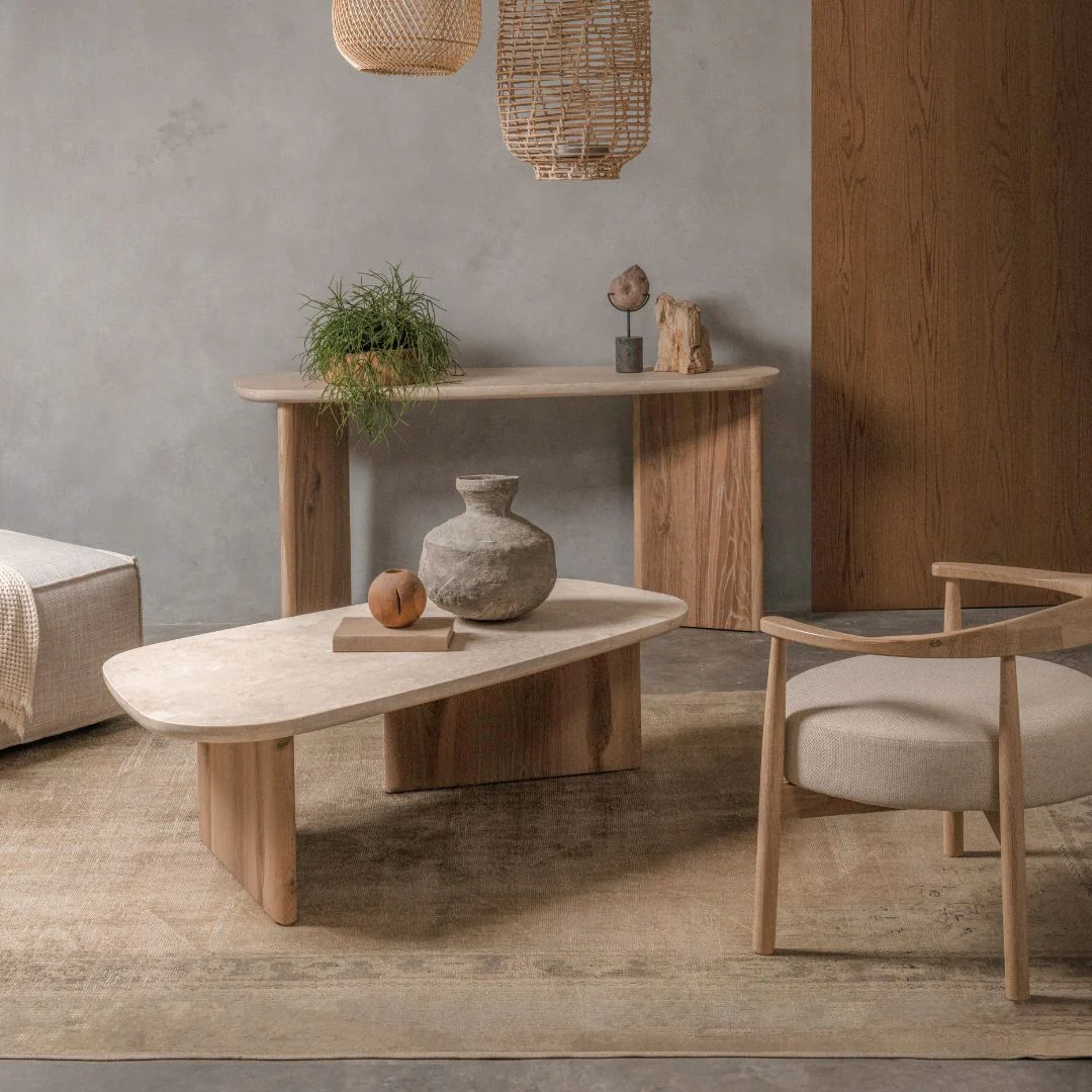Montaro Coffee Table with Marble Top - Natural - Image 10