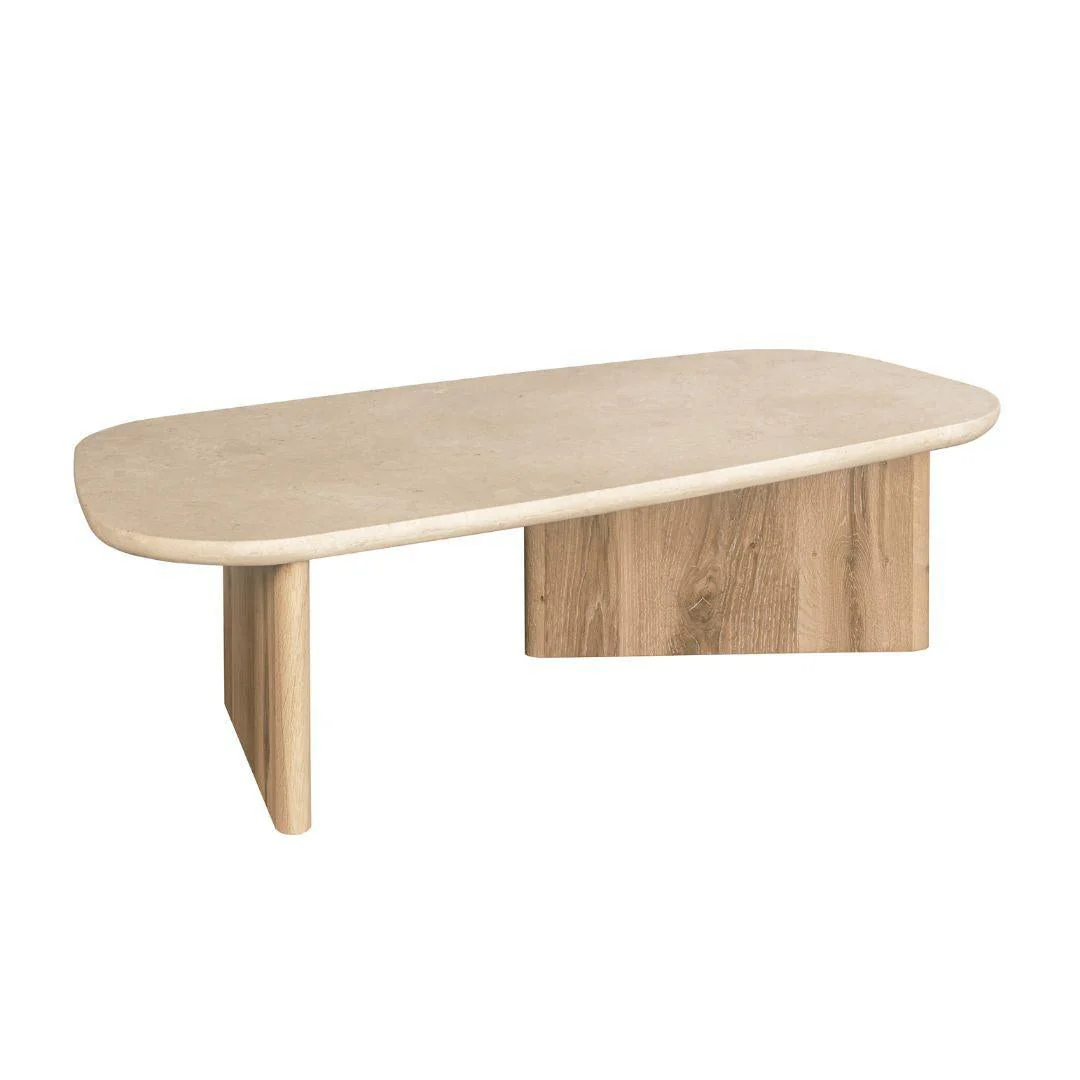 Montaro Coffee Table with Marble Top - Natural - Image 3