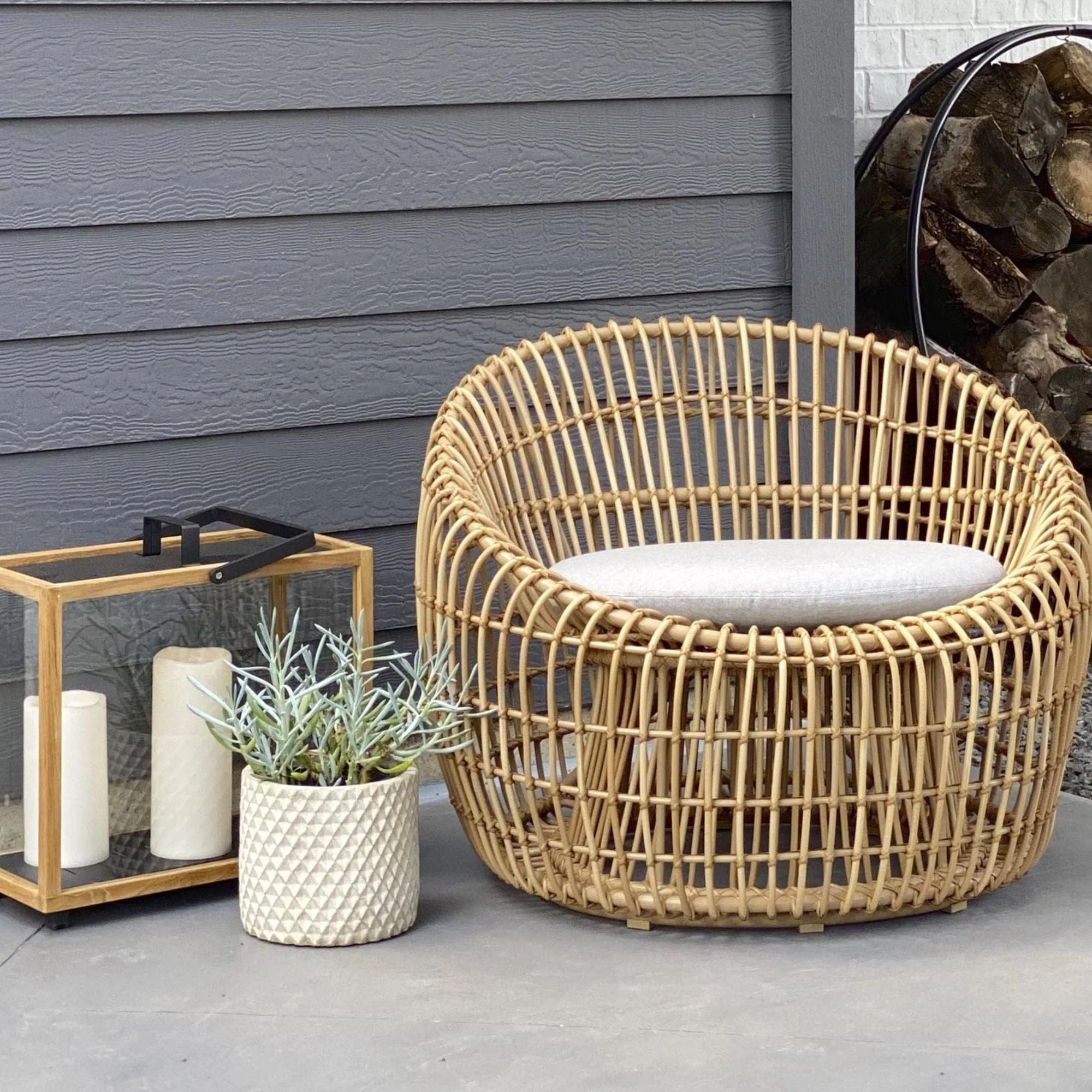 Nest Round Chair with Cushion Set - Natural - Image 10
