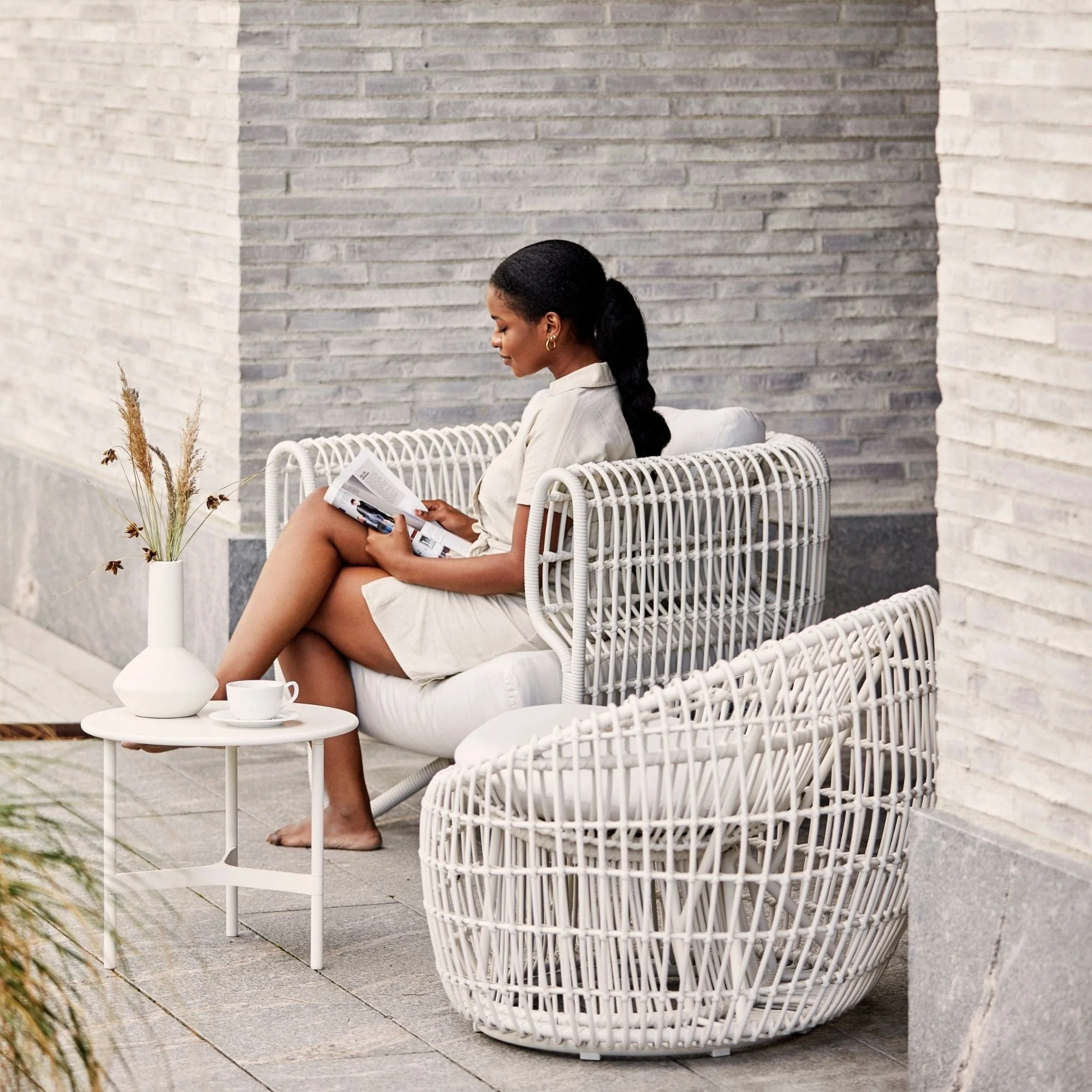 Nest Round Chair with Cushion Set - White - Image 2