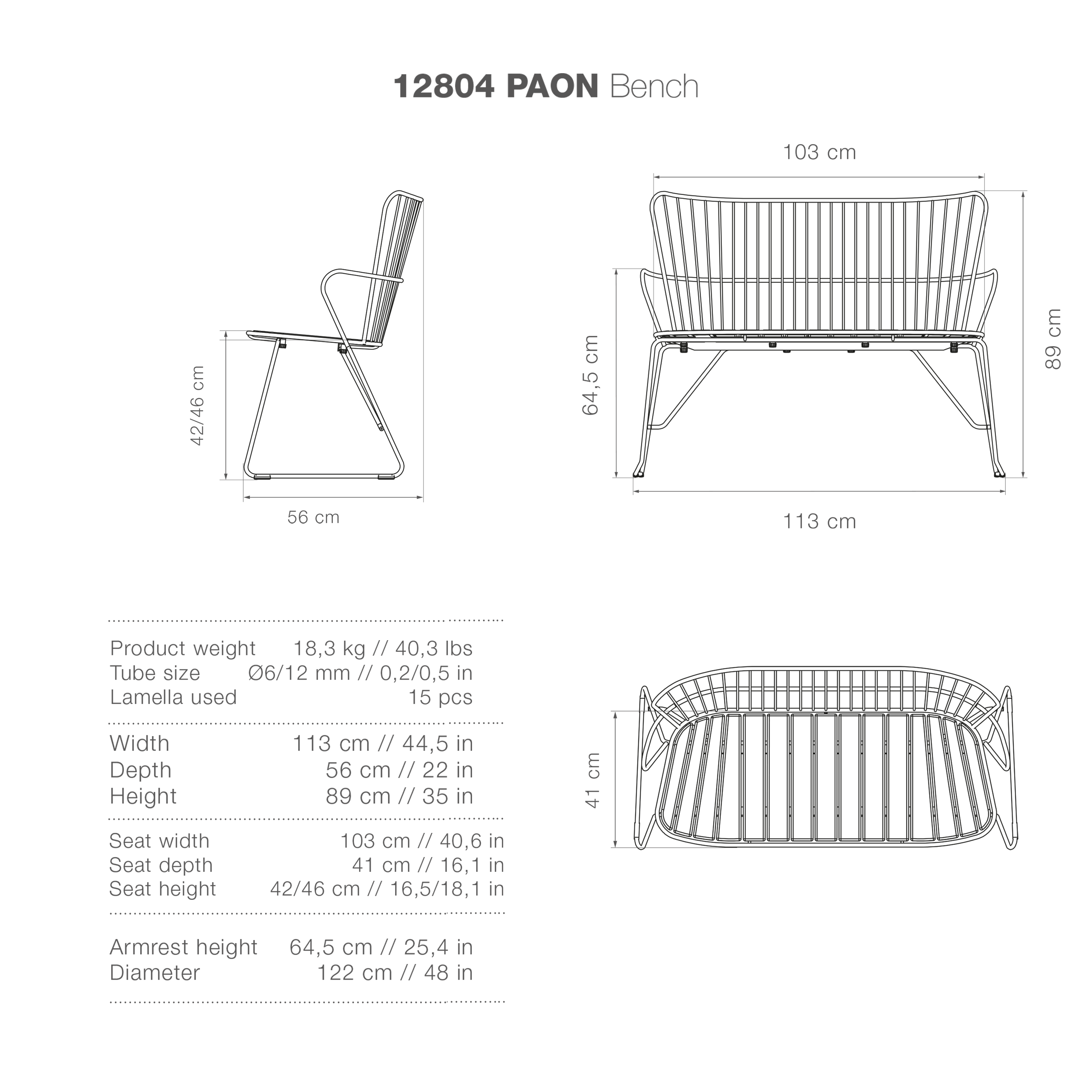 Paon Bench - Bamboo | Black - Image 7