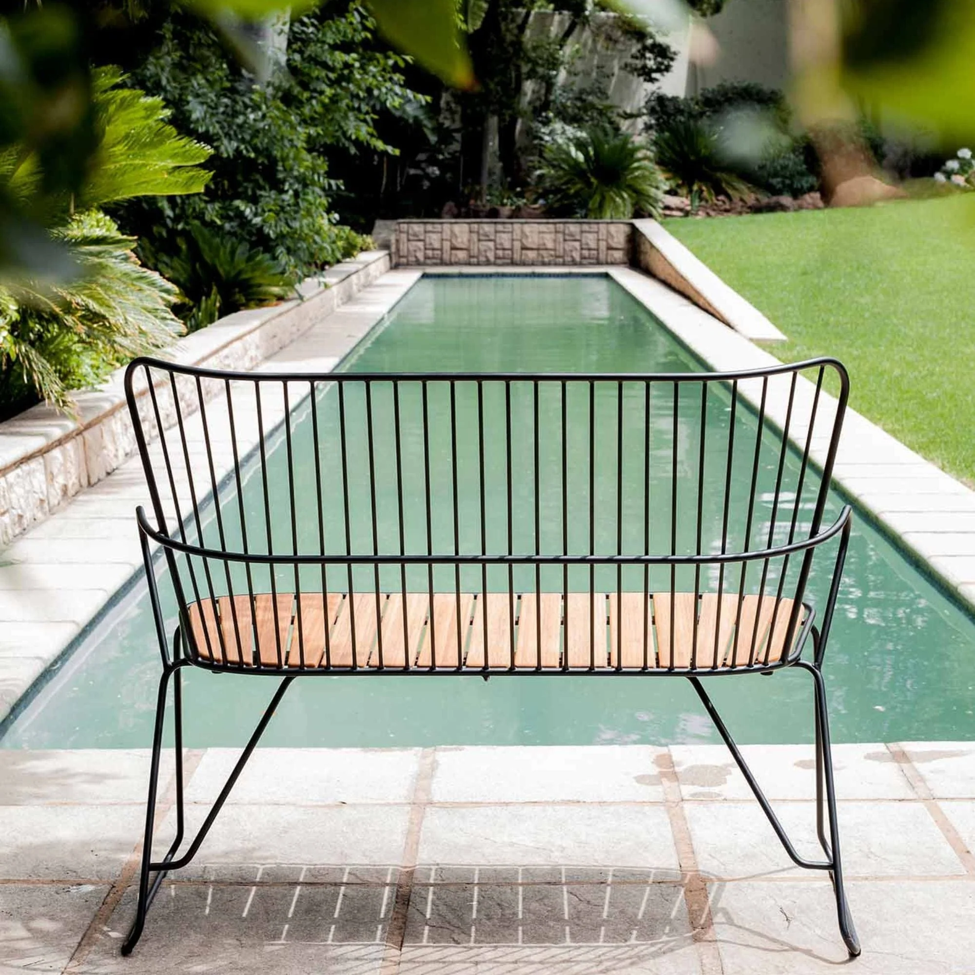 Paon Bench with Cushion - Bamboo | Black - Image 8