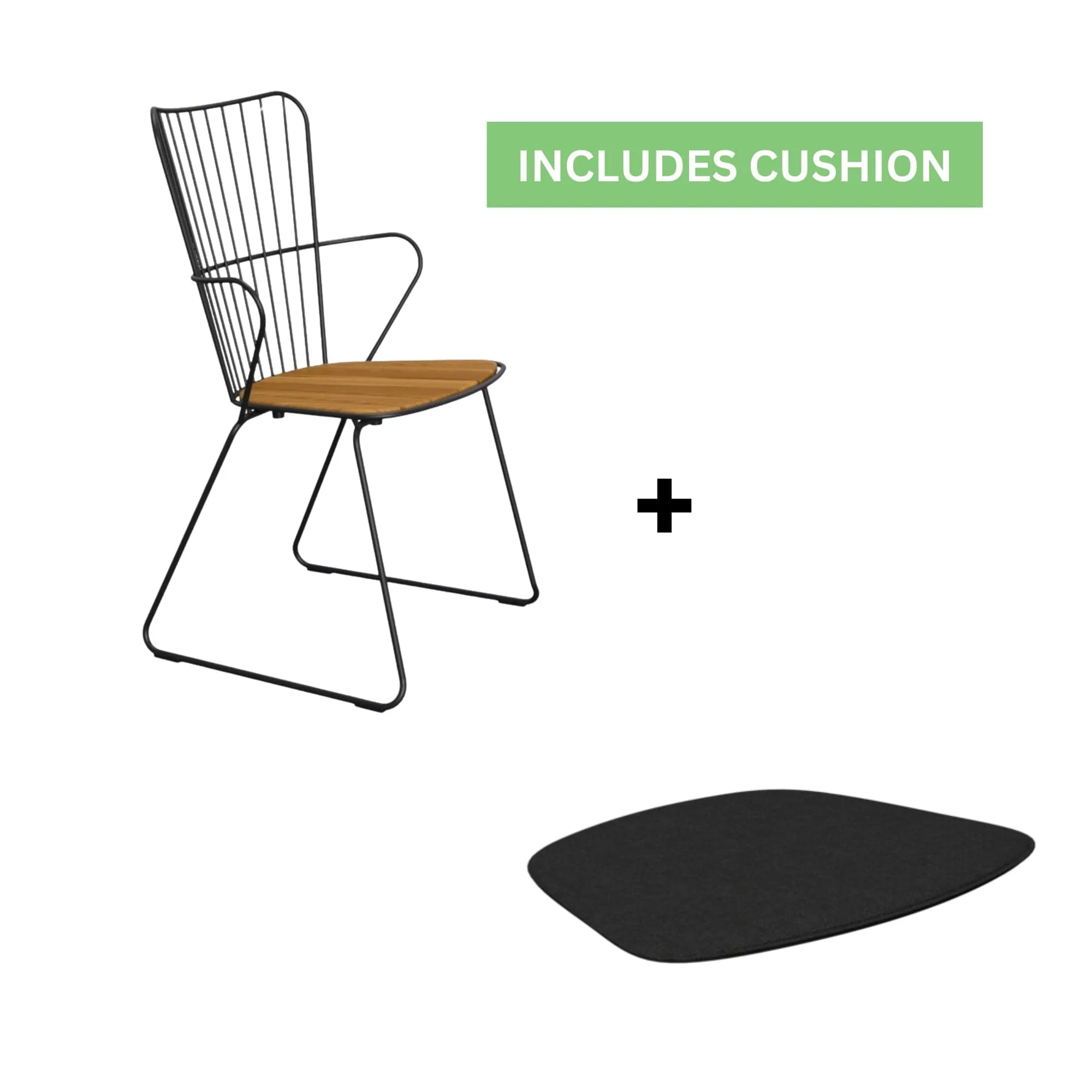 Paon Dining Chair with Cushion - Bamboo