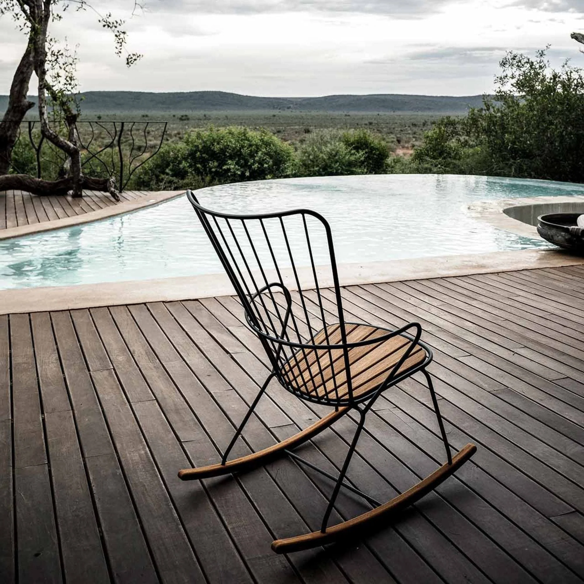 Paon Rocking Chair with Cushion - Bamboo | Black - Image 2
