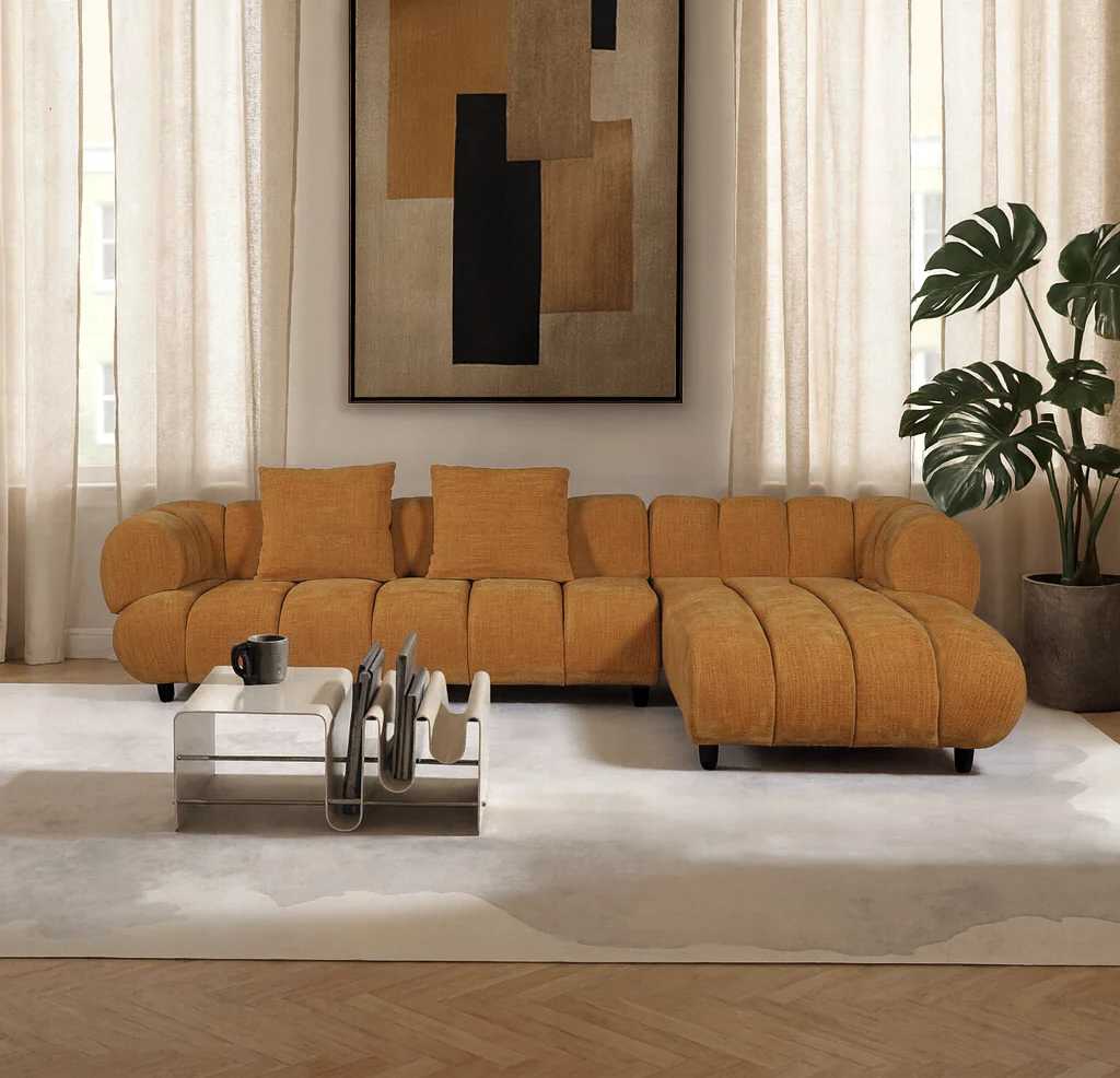 Reya 4 Seater Lounge in Mustard Fabric - Image 4