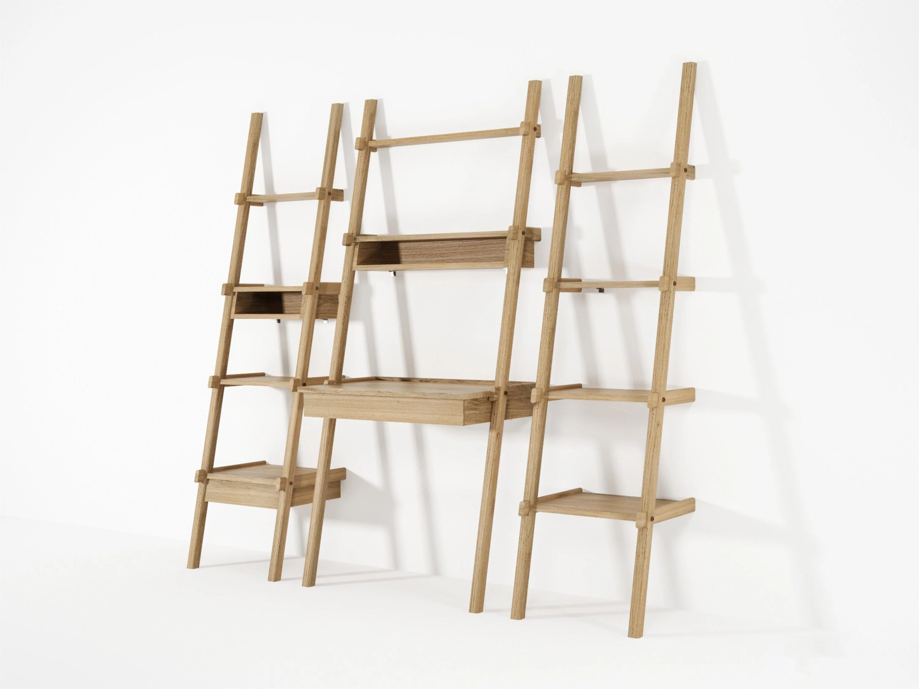 Simply City Ladder Shelves with Drawer - European Oak - Image 10