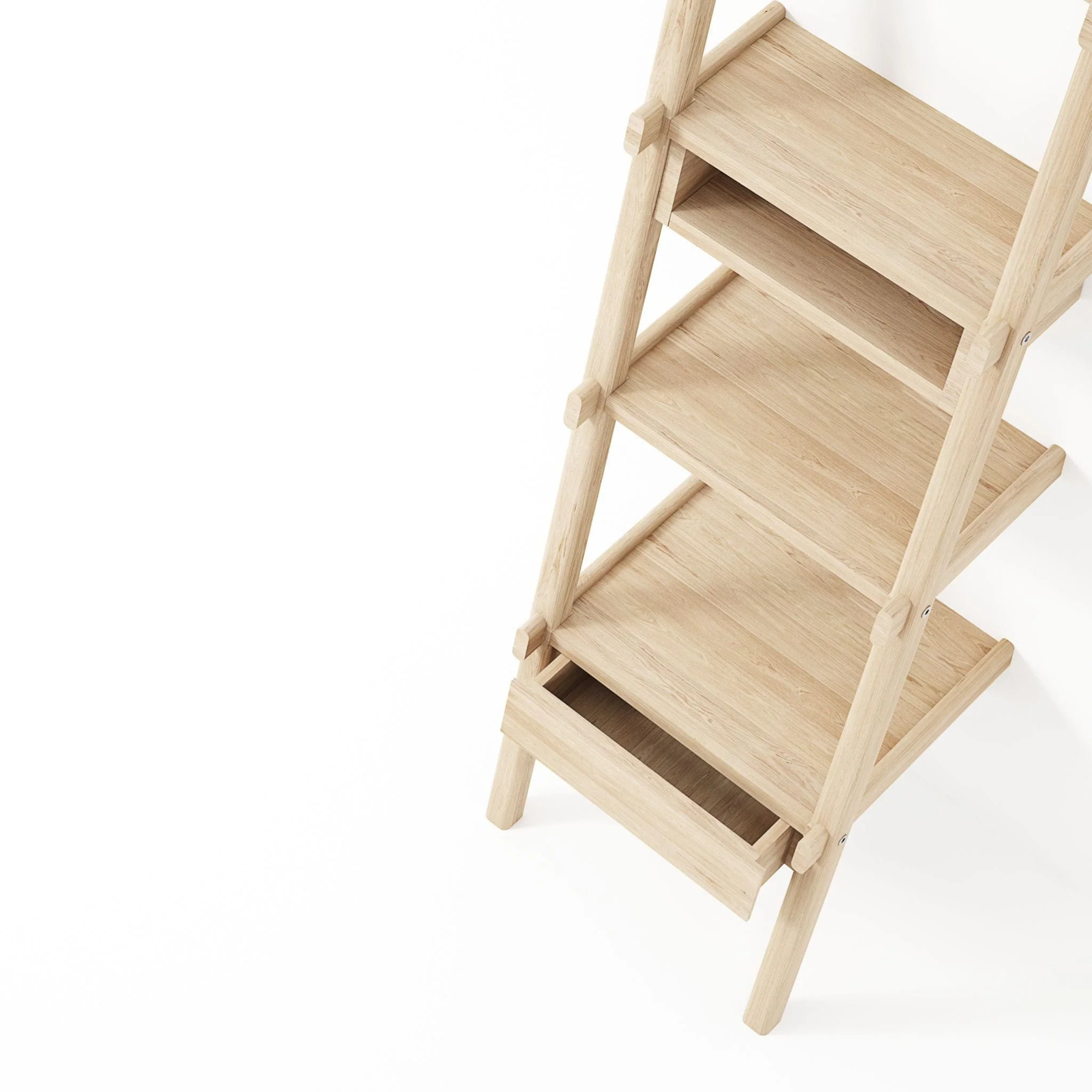 Simply City Ladder Shelves with Drawer - European Oak - Image 7