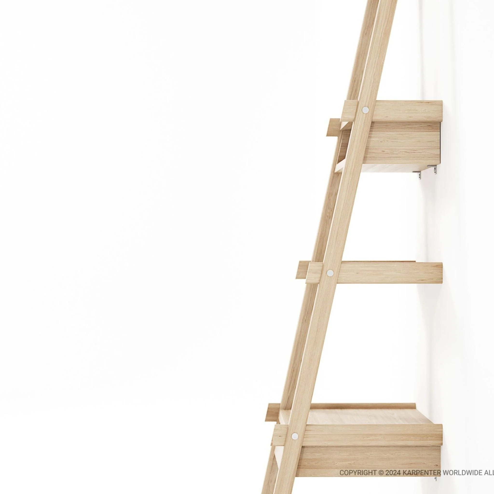 Simply City Ladder Shelves with Drawer - European Oak - Image 9