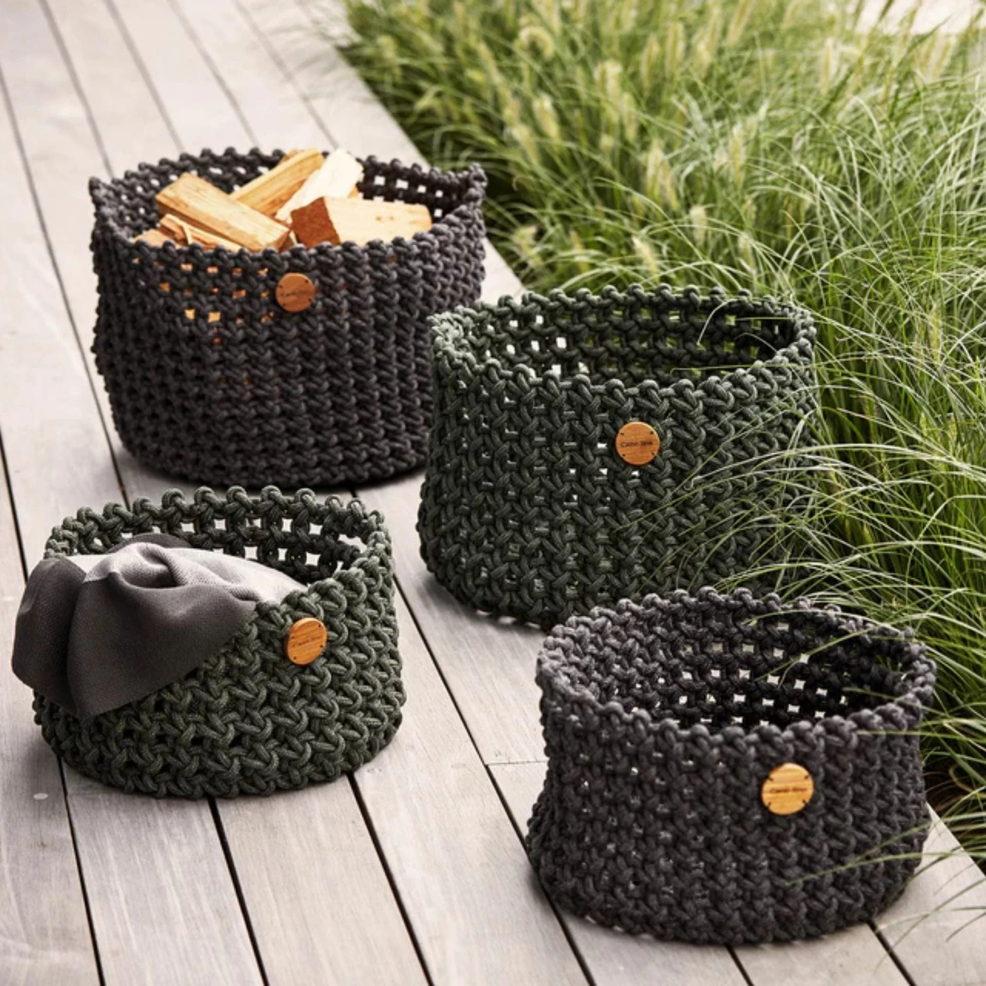 Soft Medium Rope Basket - Dark Green - Image 2