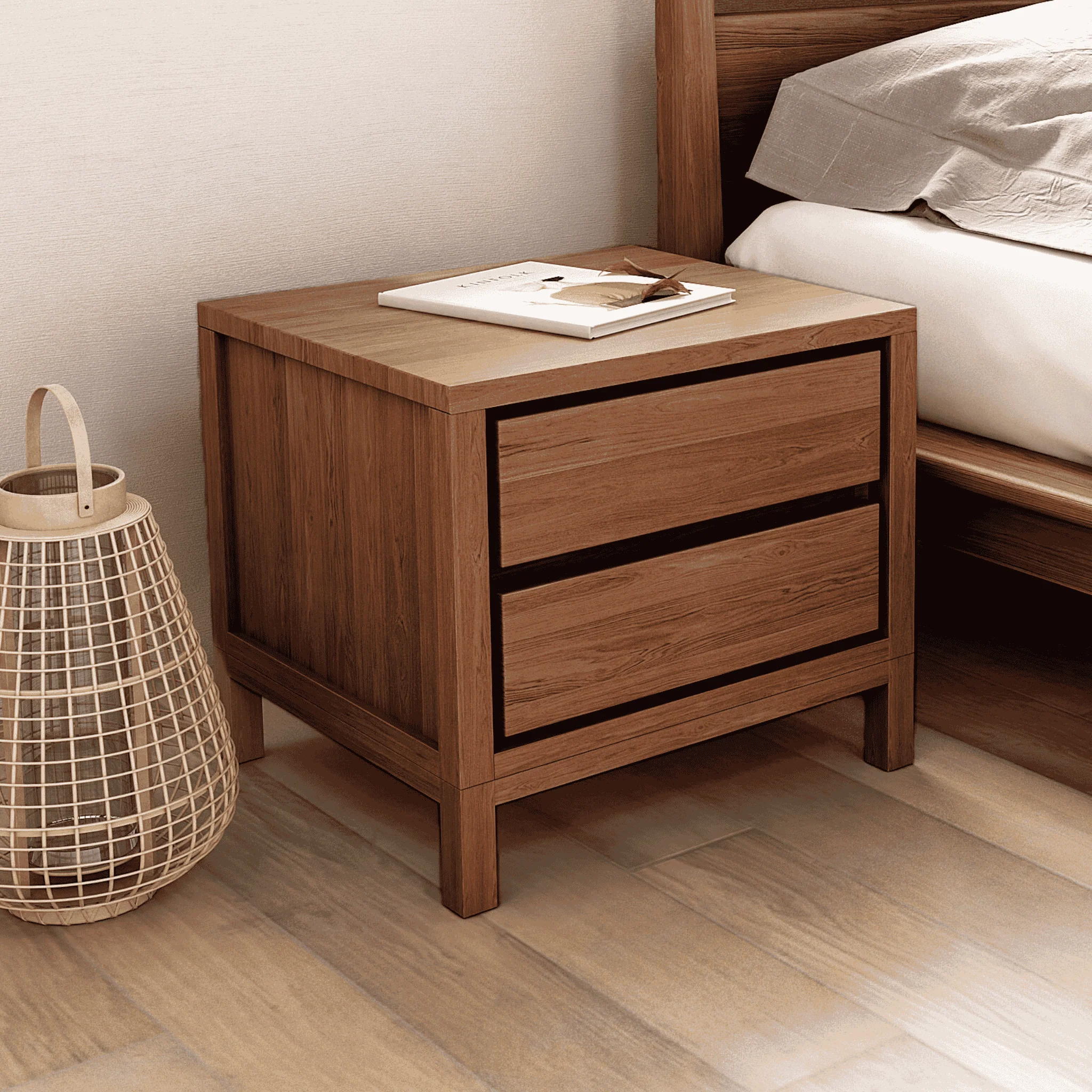 Solid Bedside Table Large- FSC Teak - Image 2