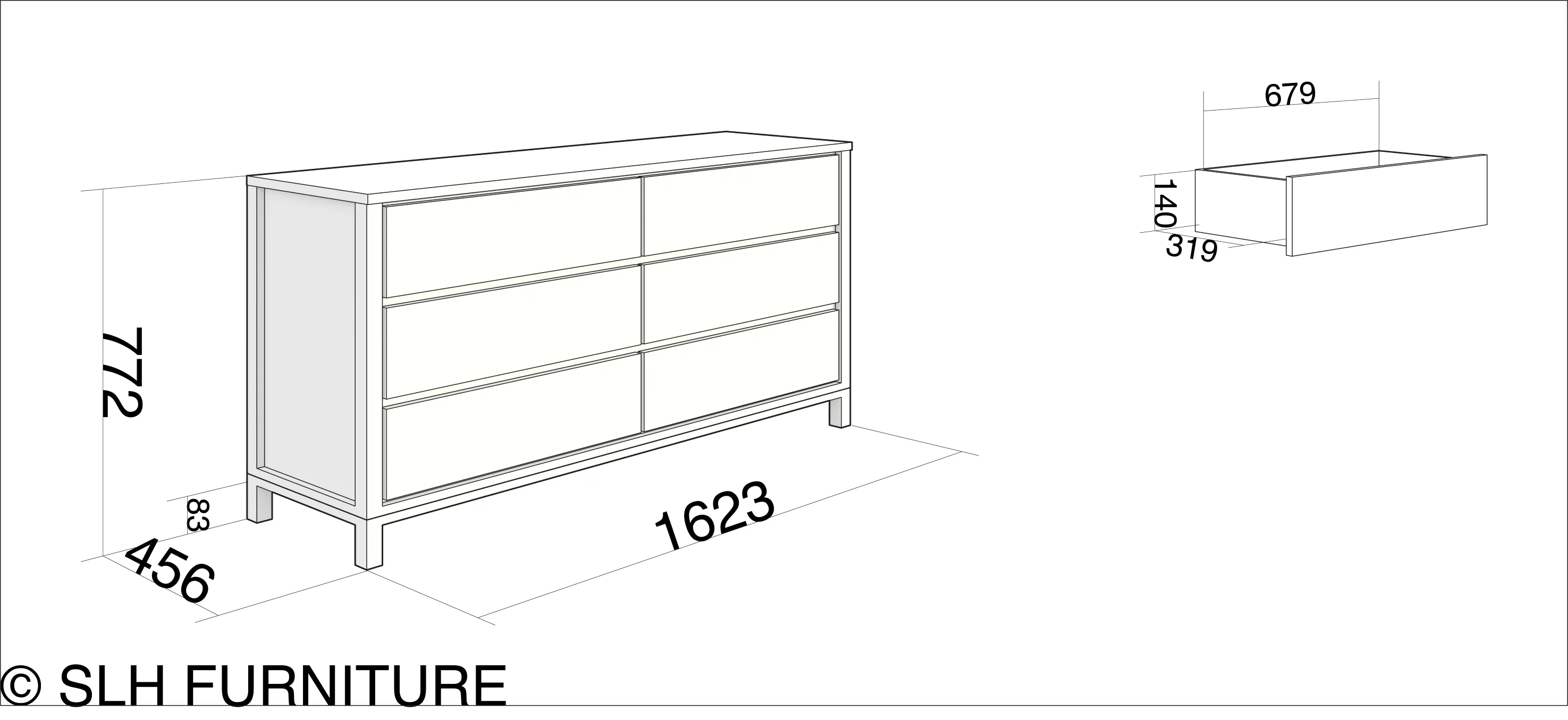 Solid Chest of Drawers Large - European Oak - Image 6