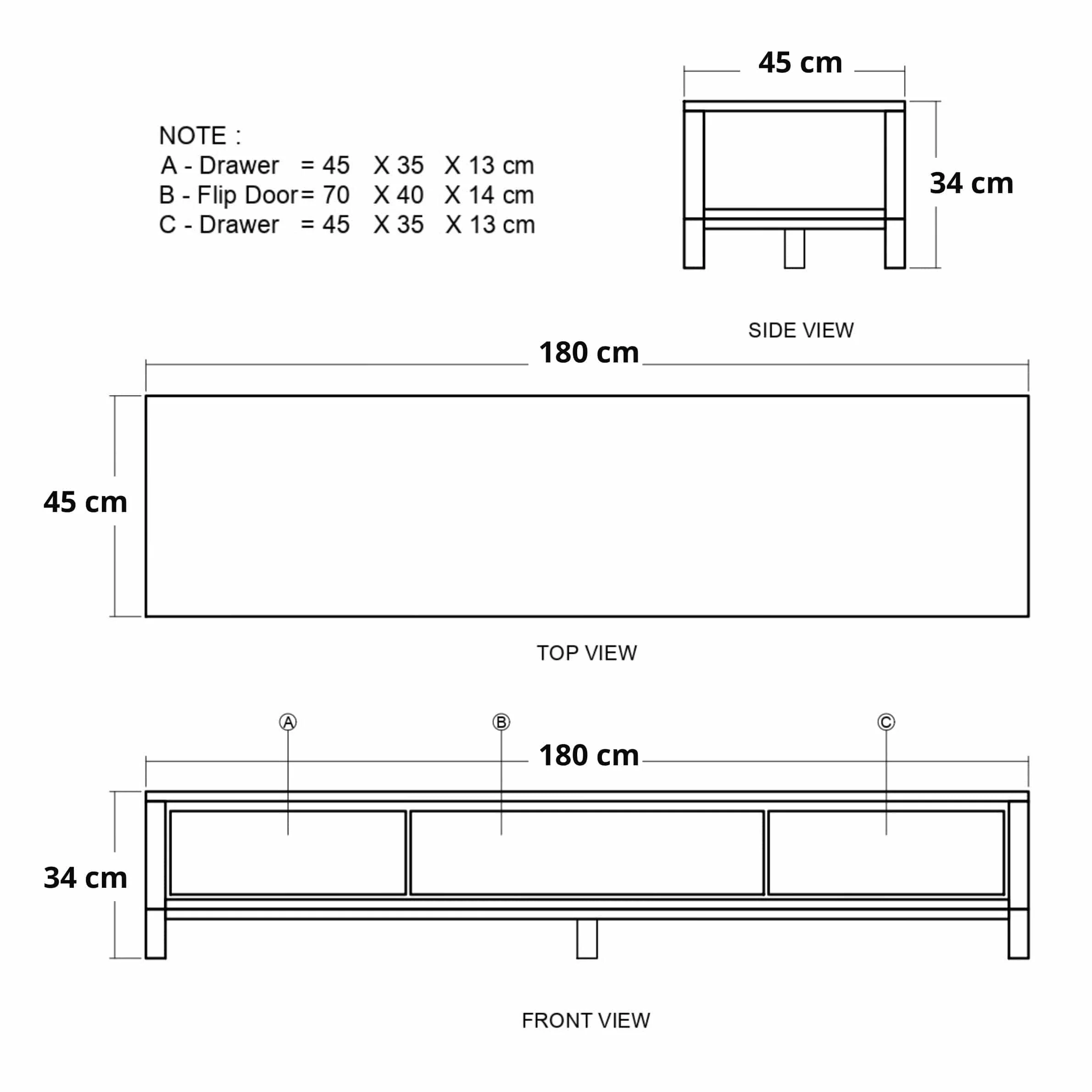Solid TV Unit - FSC Recycled Teak - Image 5