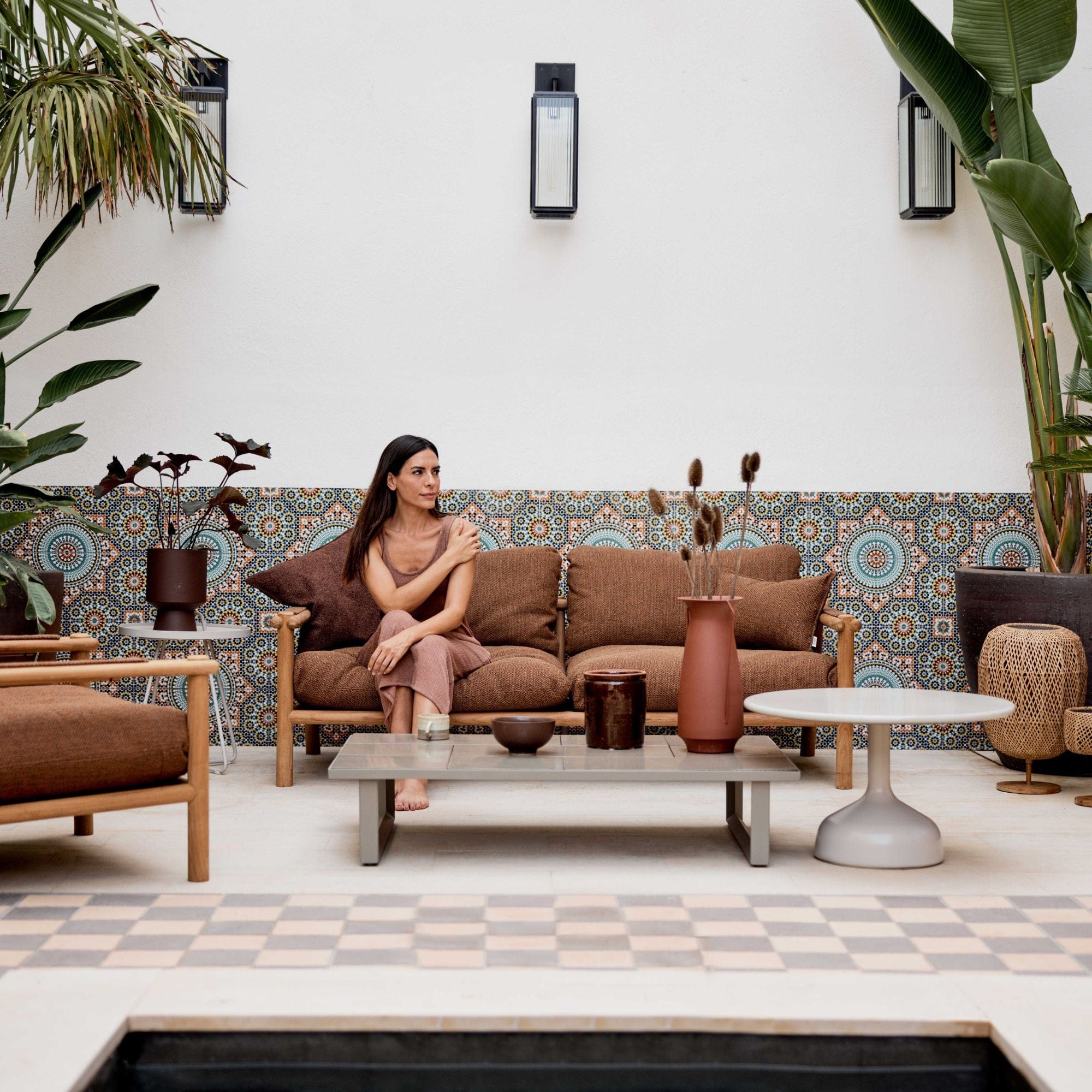Sticks 2-Seater Sofa - Teak Frame with Sand Natté Cushions - Image 4