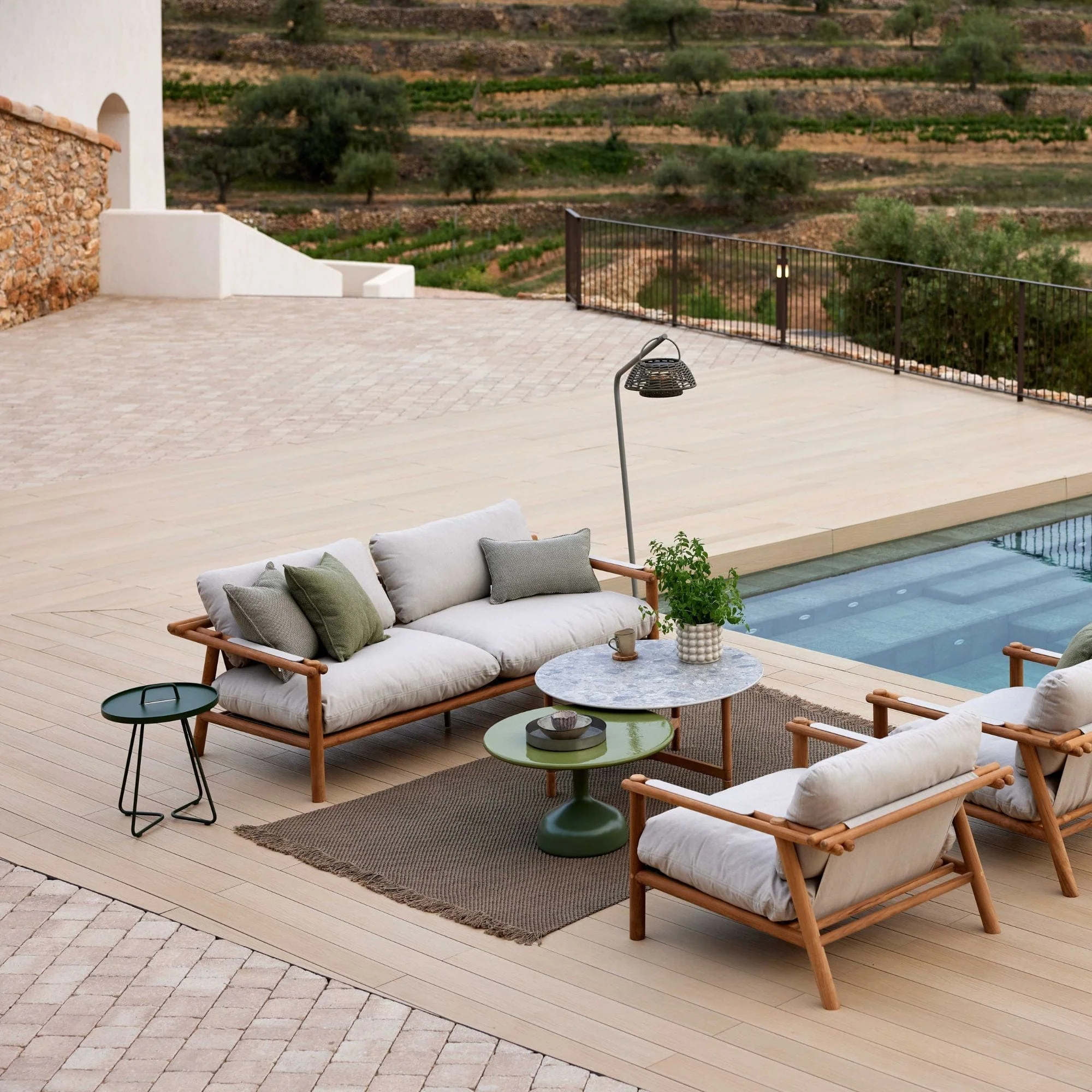 Sticks 2-Seater Sofa - Teak Frame with Sand Natté Cushions - Image 2
