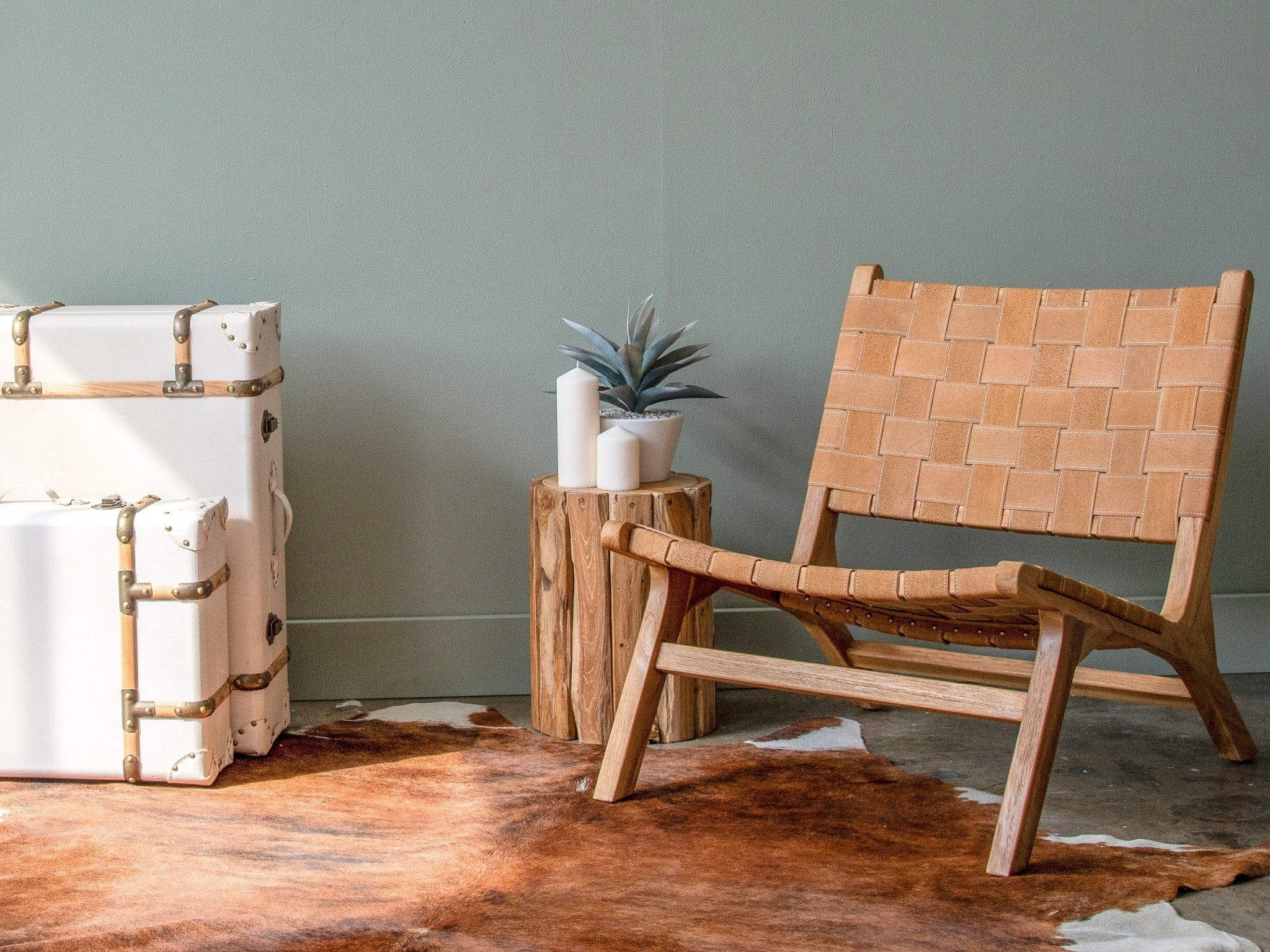 Strap Lounge Chair Light Brown Suede - Image 3