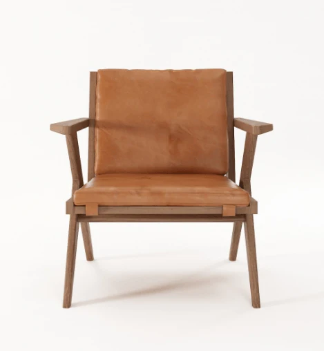 Tribute Easy Chair - FSC Recycled Teak with Tan Cognac Leather