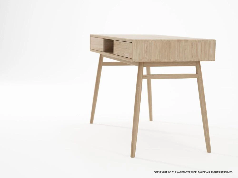 Twist Desk with 2 Drawers- European Oak - Image 4