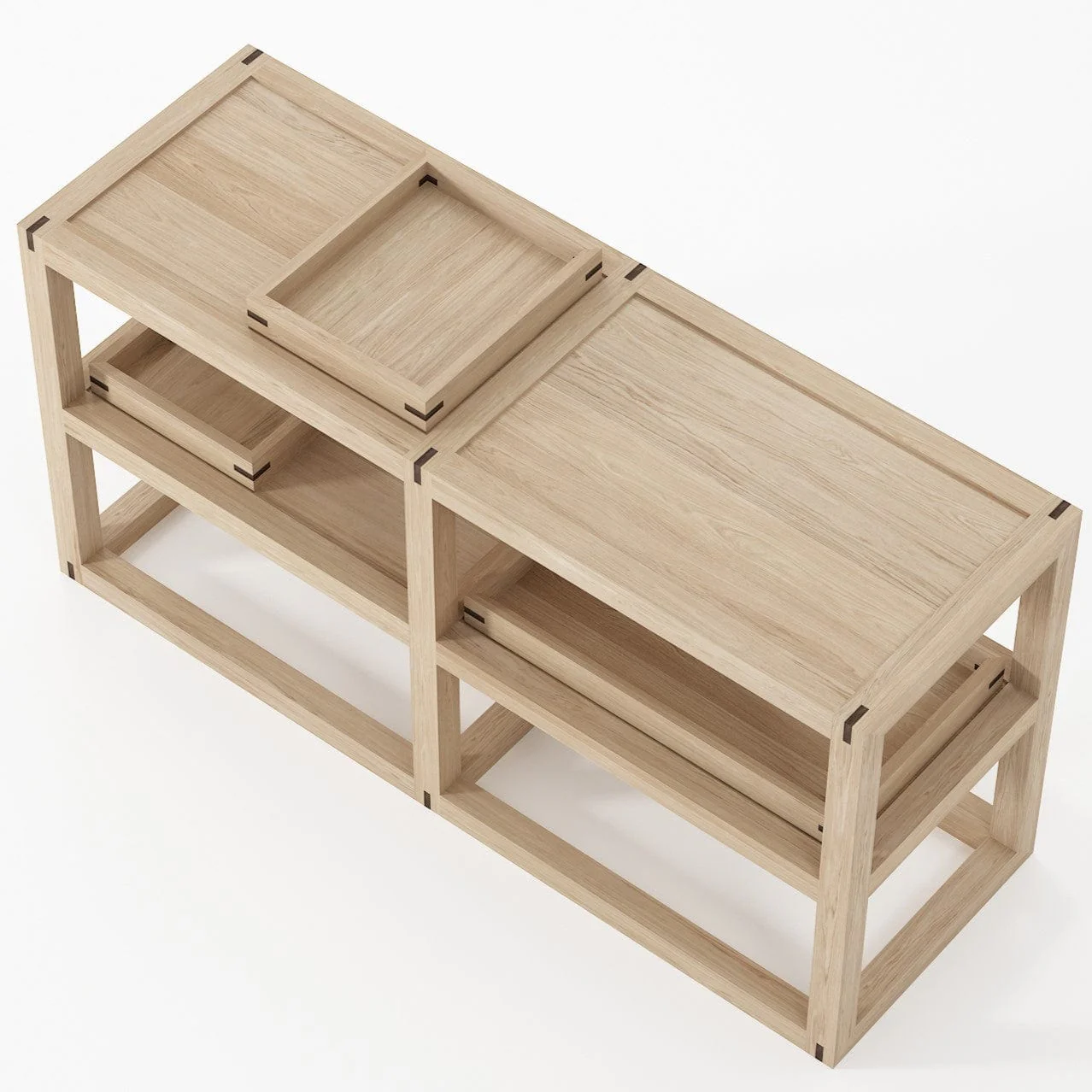 Up and Down Small Open Sideboard - European Oak - Image 3